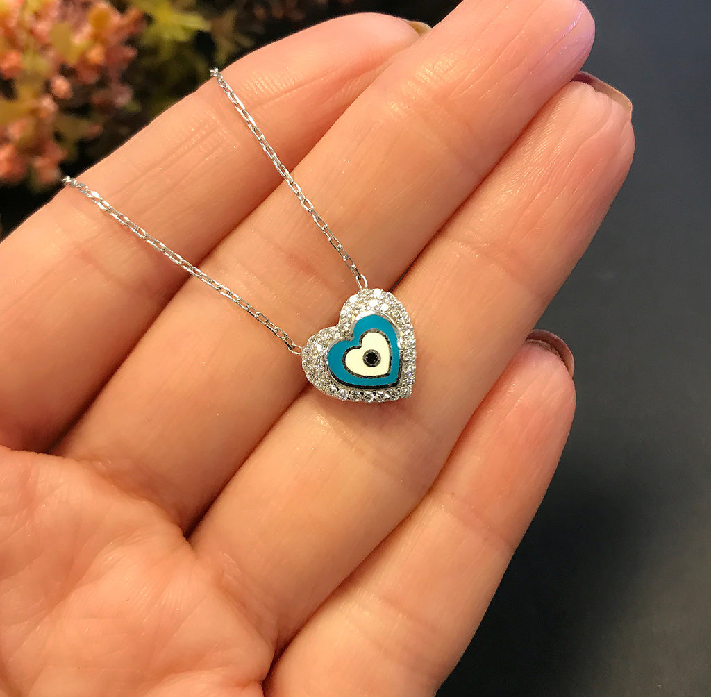 Heart necklace 925 sterling silver heart necklace white