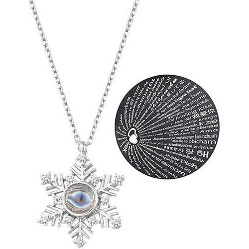 I Love You in 100 Languages Snowflake Necklace 925 Sterling Silver Necklace