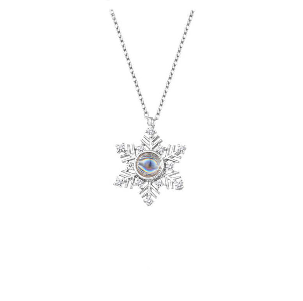 I Love You in 100 Languages Snowflake Necklace 925 Sterling Silver Necklace