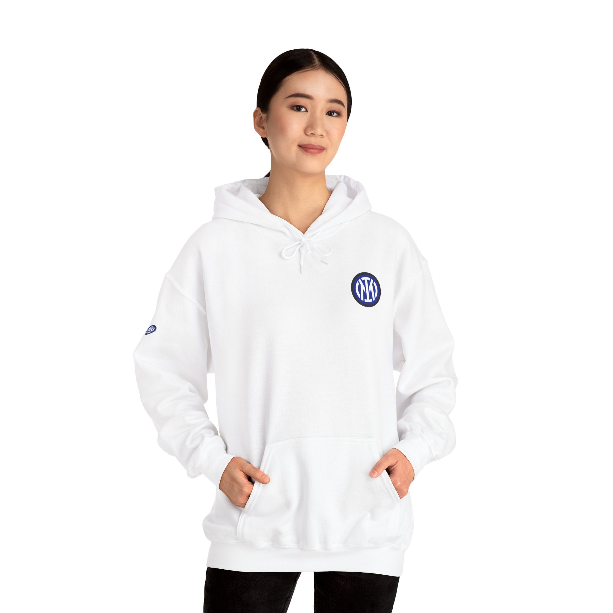 Inter Milan Logo Hoodie White Soccer Fan Pullover
