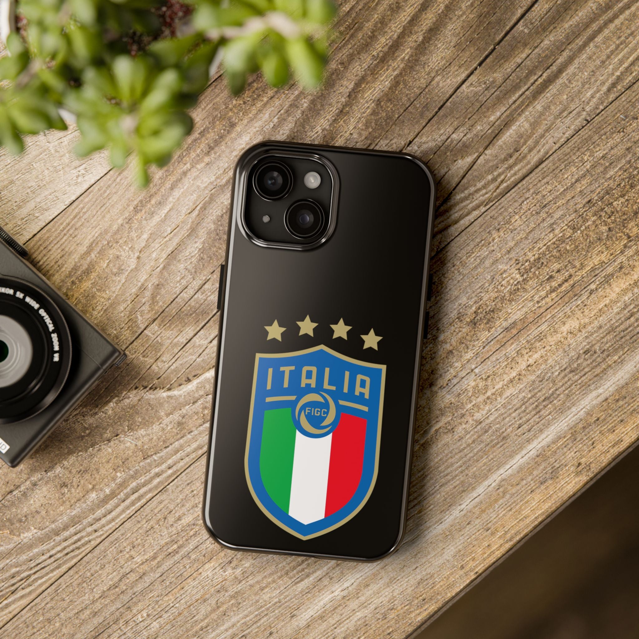 Italia Shield Tough Phone Case  Italian Flag Soccer Crest with Four Stars