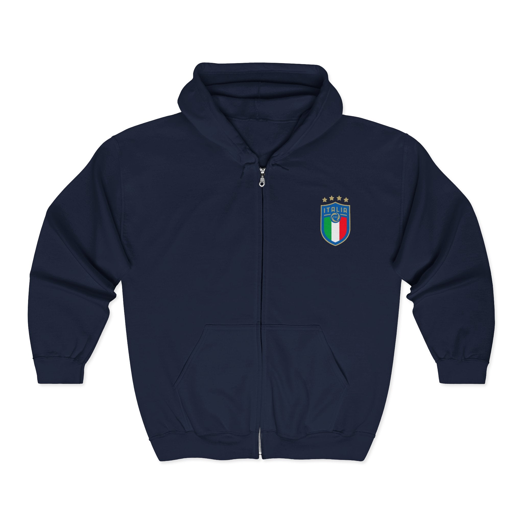 Italian Shield Crest Zip Hoodie  Italy Football Soccer Emblem