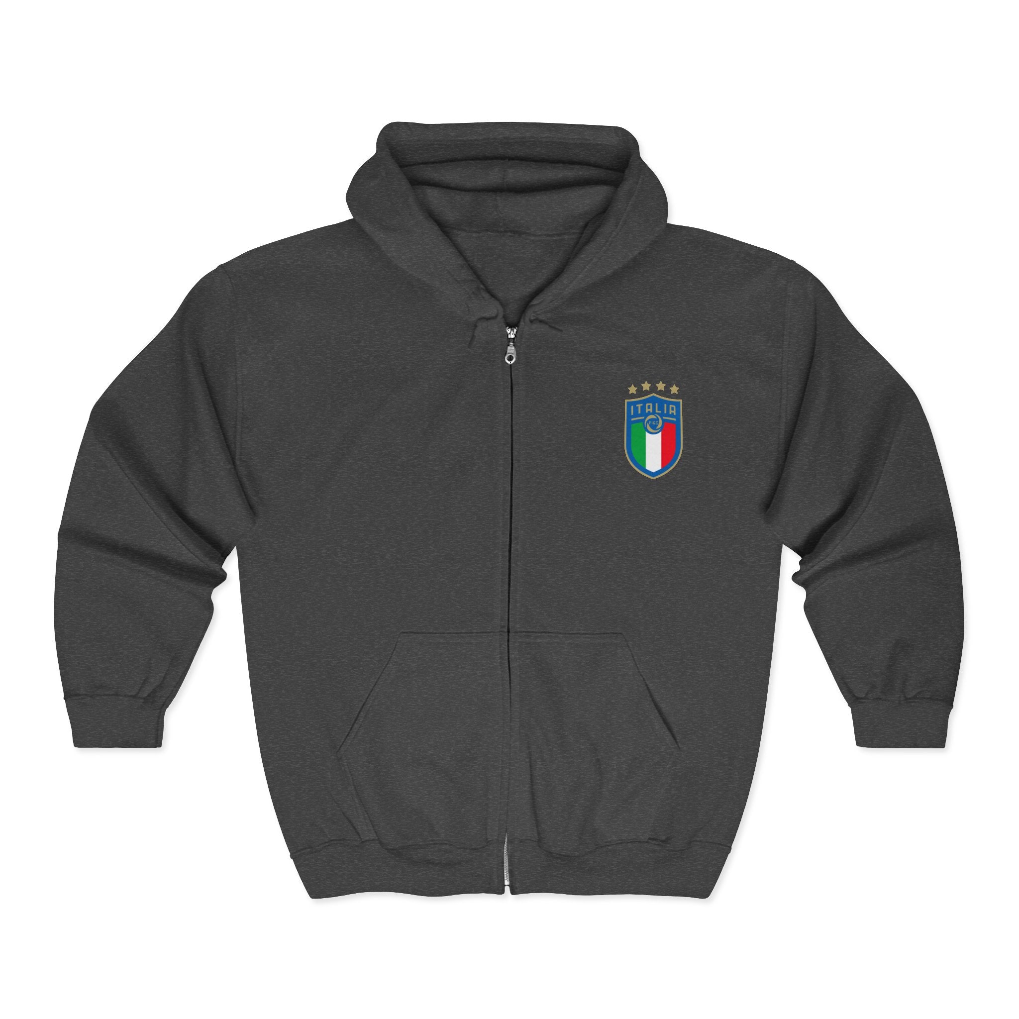 Italian Shield Crest Zip Hoodie  Italy Football Soccer Emblem