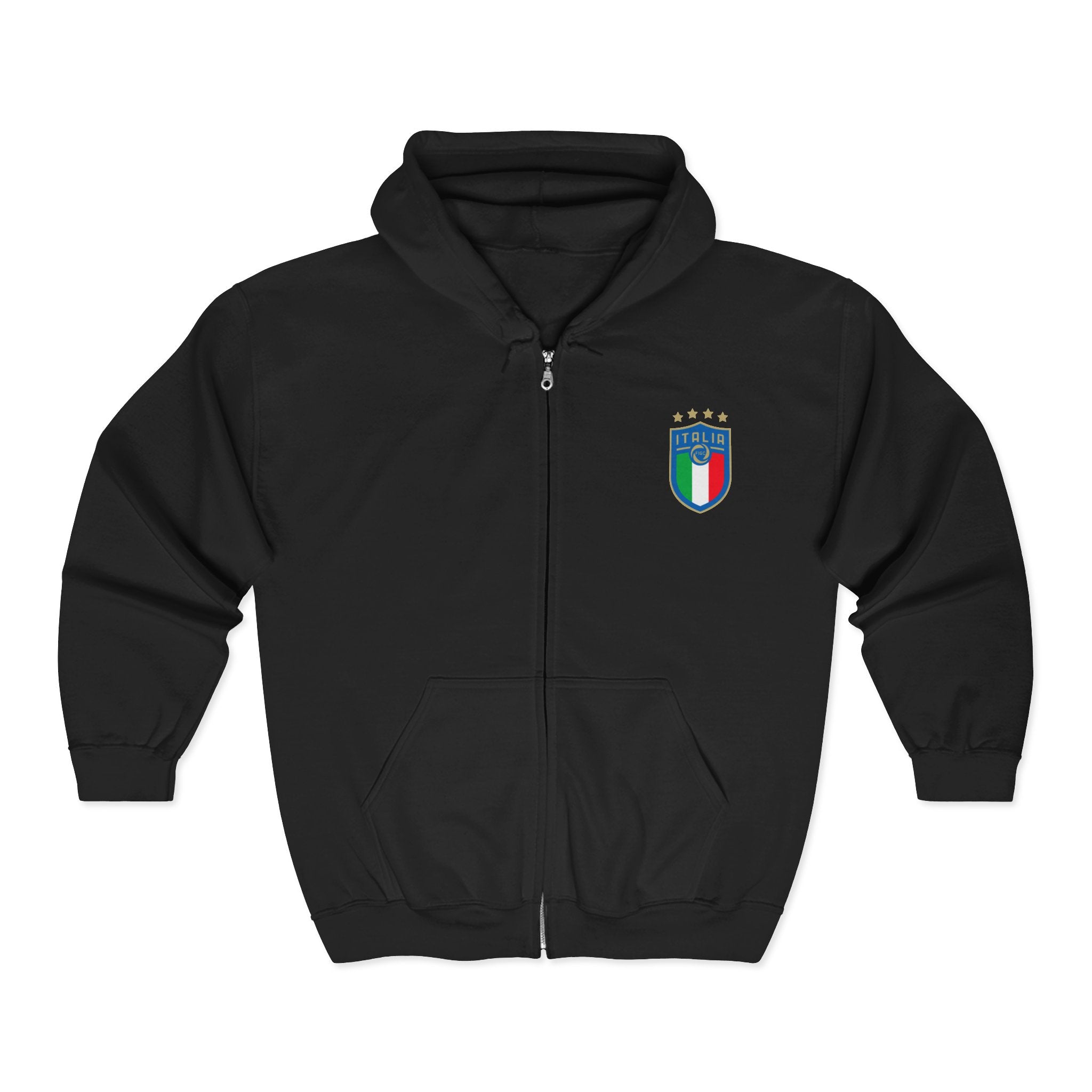Italian Shield Crest Zip Hoodie  Italy Football Soccer Emblem