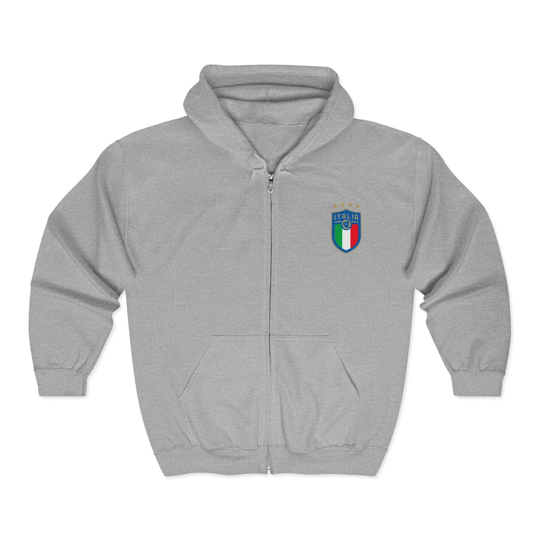 Italian Shield Crest Zip Hoodie  Italy Football Soccer Emblem