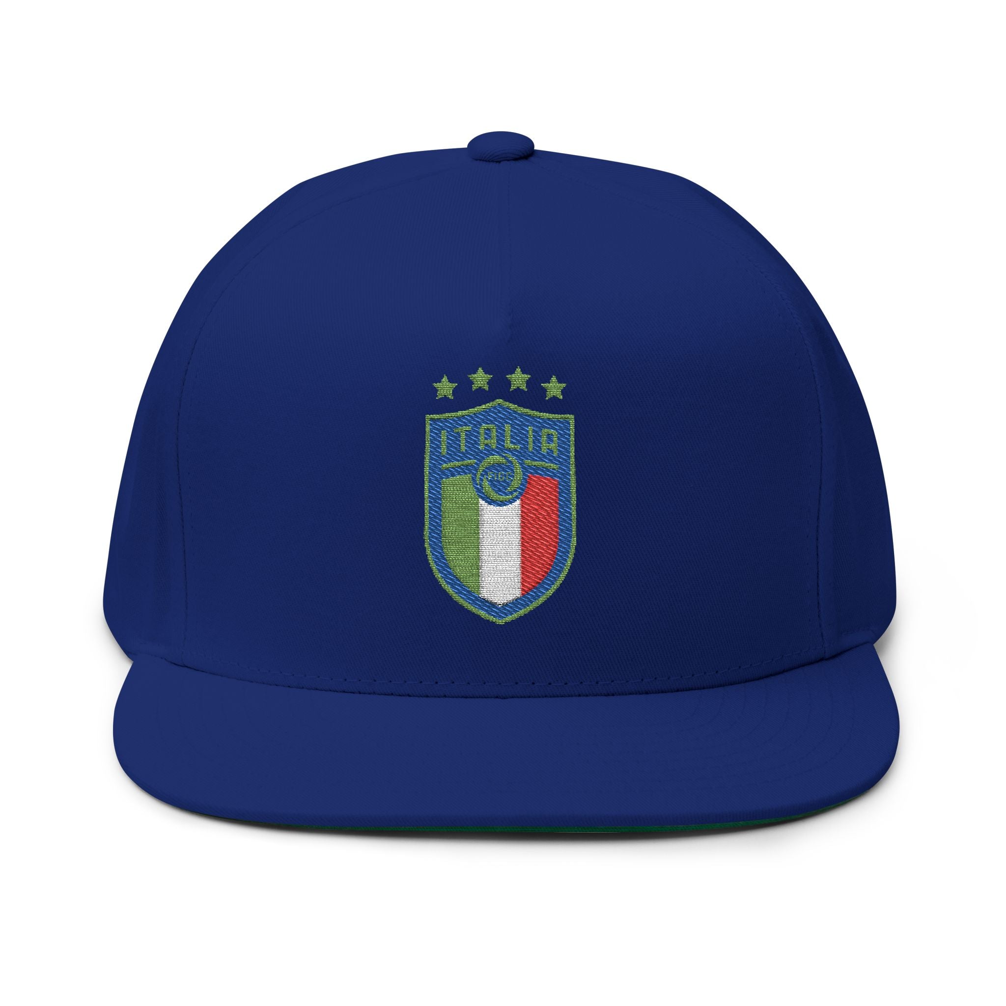 Italy Crest Embroidered Flat Bill Cap