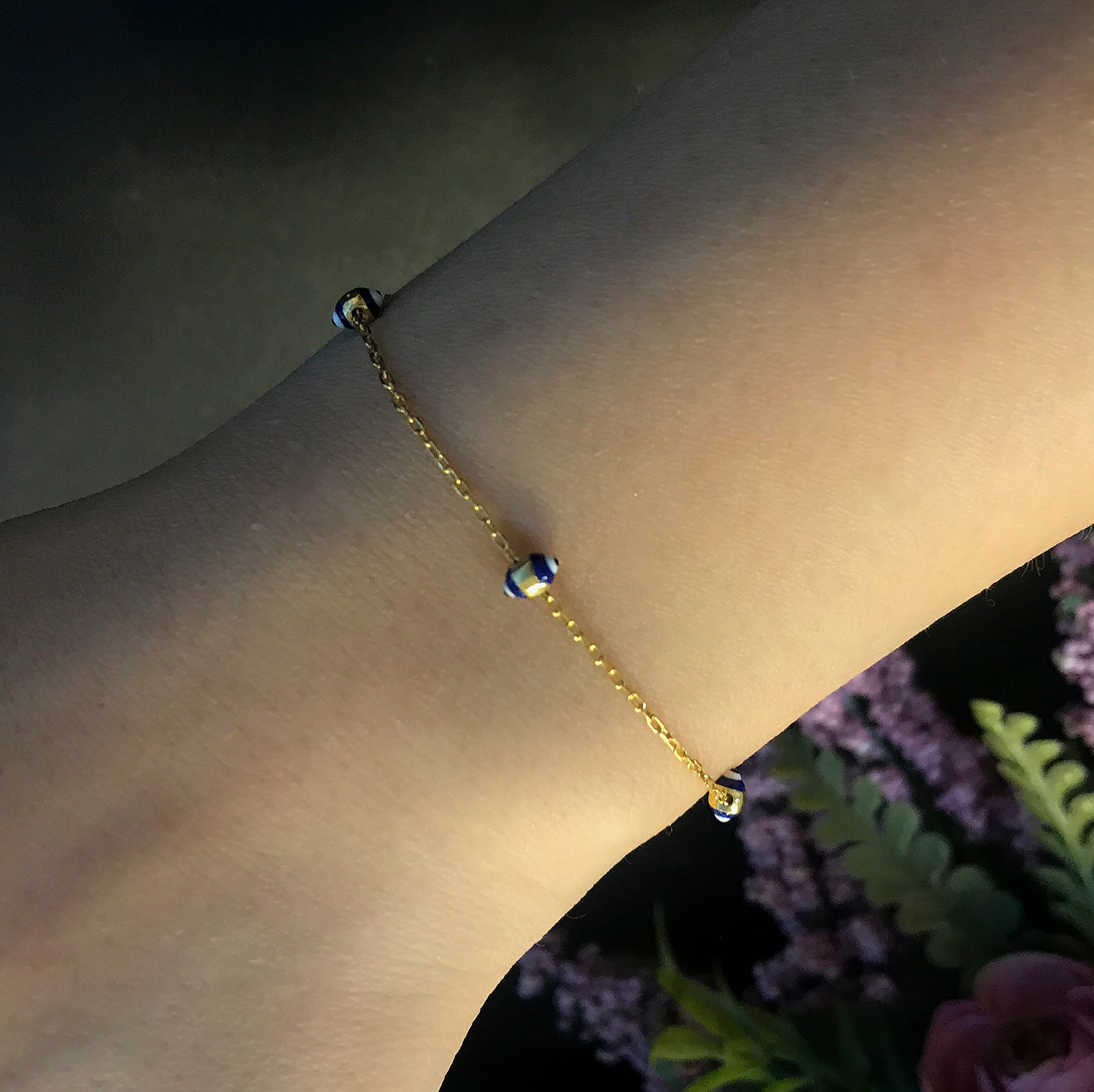 Evil eye charm silver 1-row bracelet 925 sterling silver bracelet
