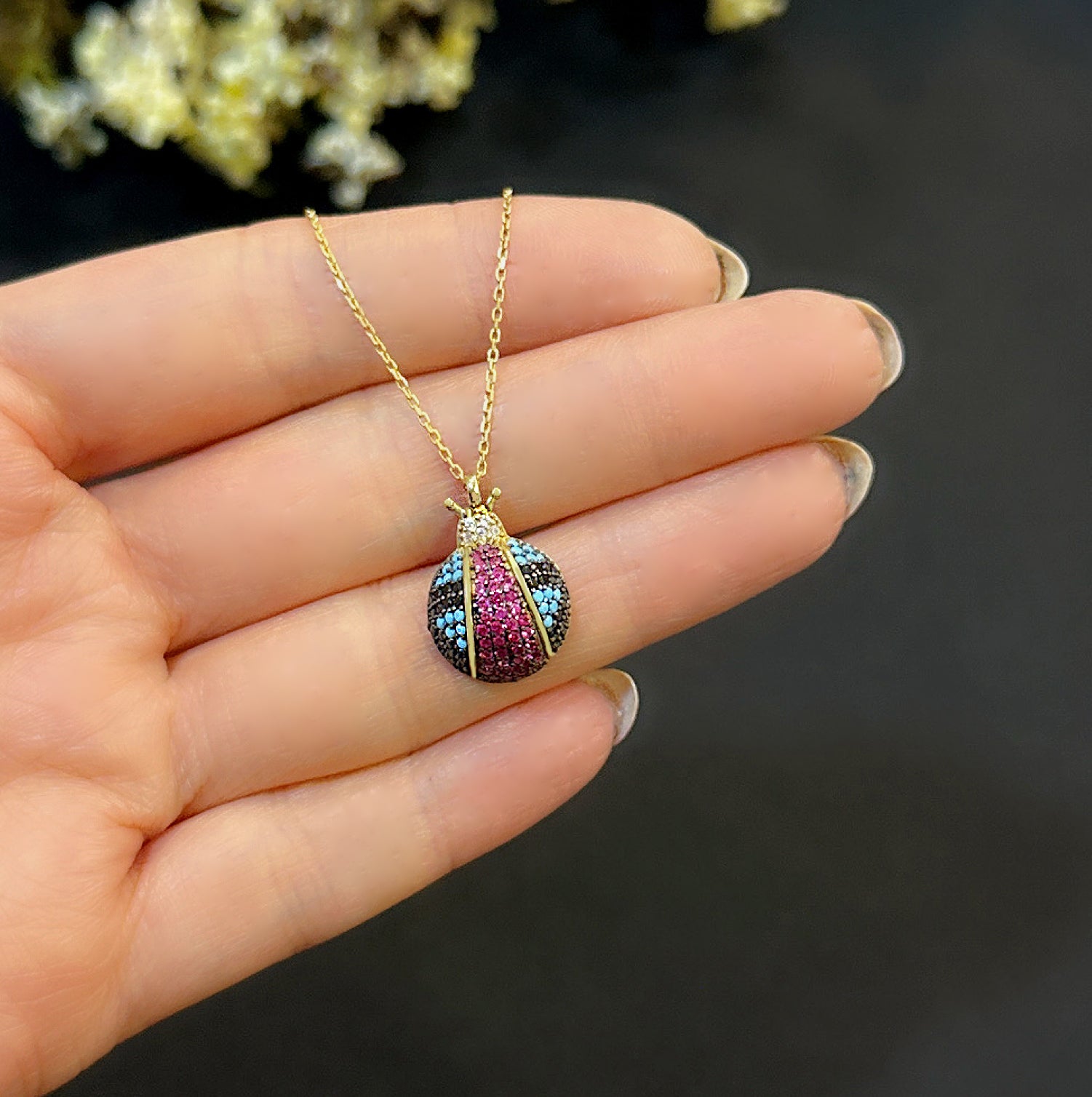 Ladybug necklace 925 sterling silver ladybug necklace