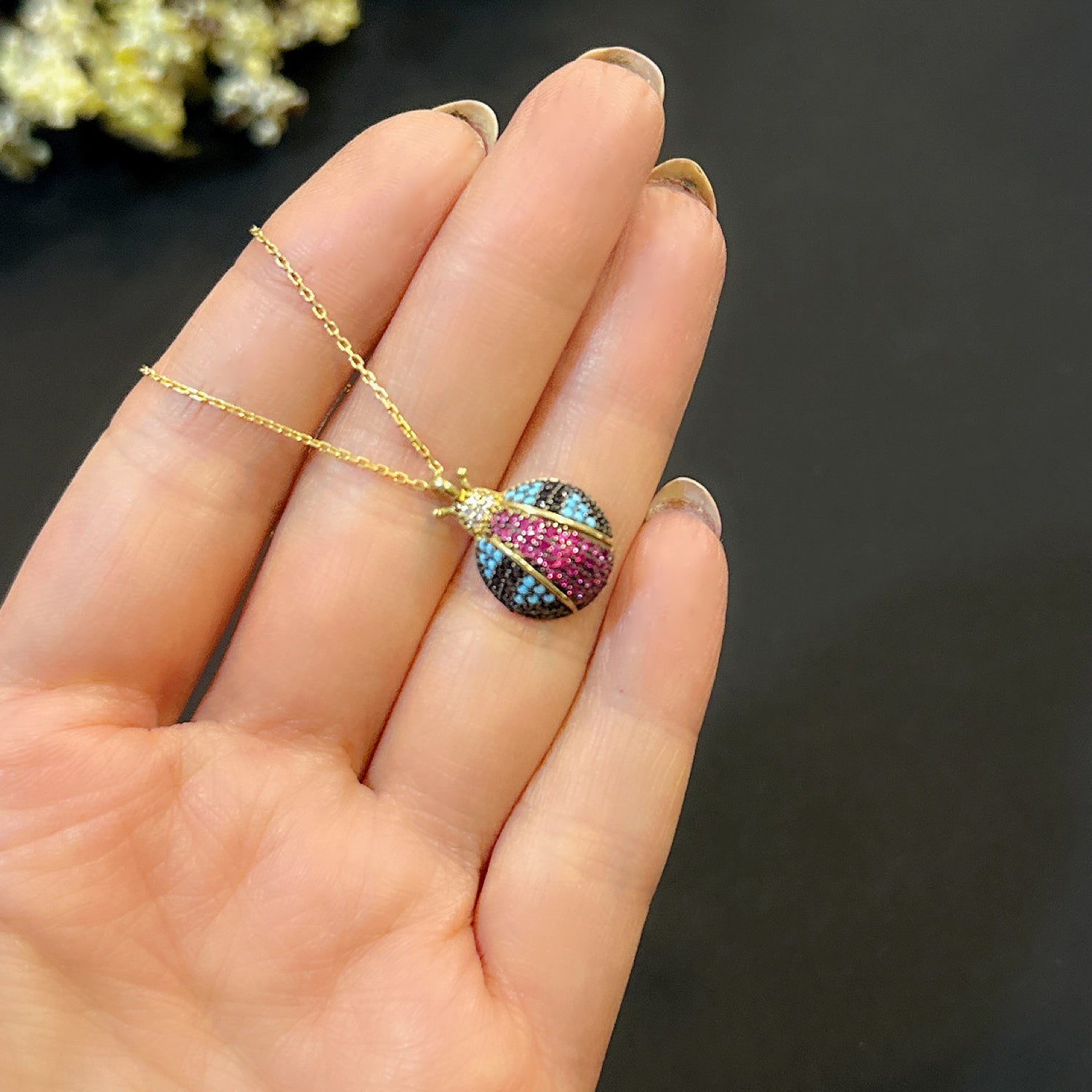 Ladybug necklace 925-sterling-silver ladybug necklace