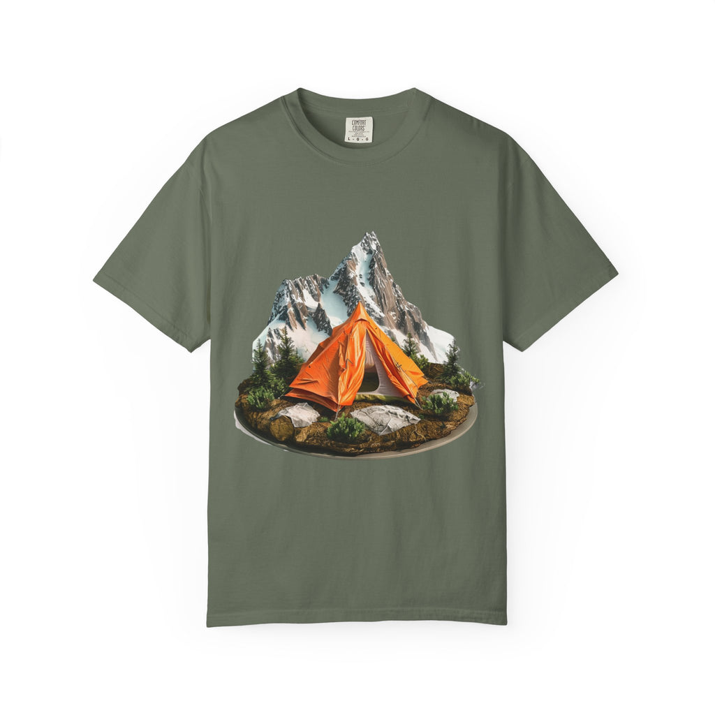 Mountain Camping Tent T-Shirt  Orange Tent Campsite Graphic