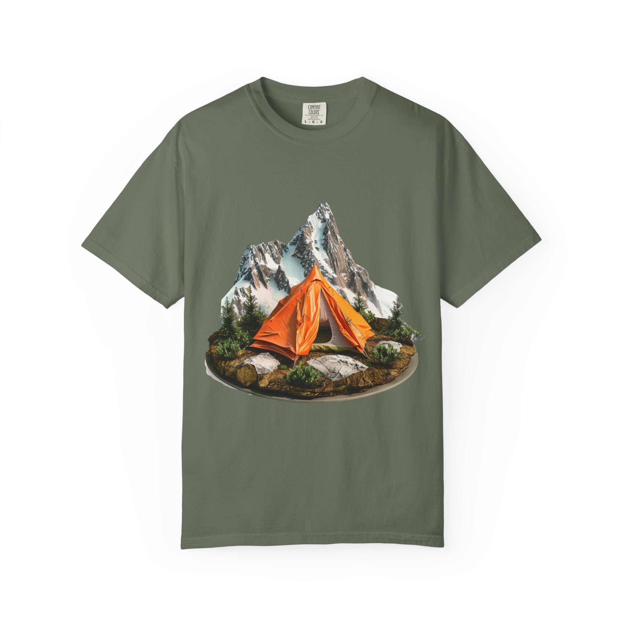 Mountain Camping Tent T-Shirt  Orange Tent Campsite Graphic