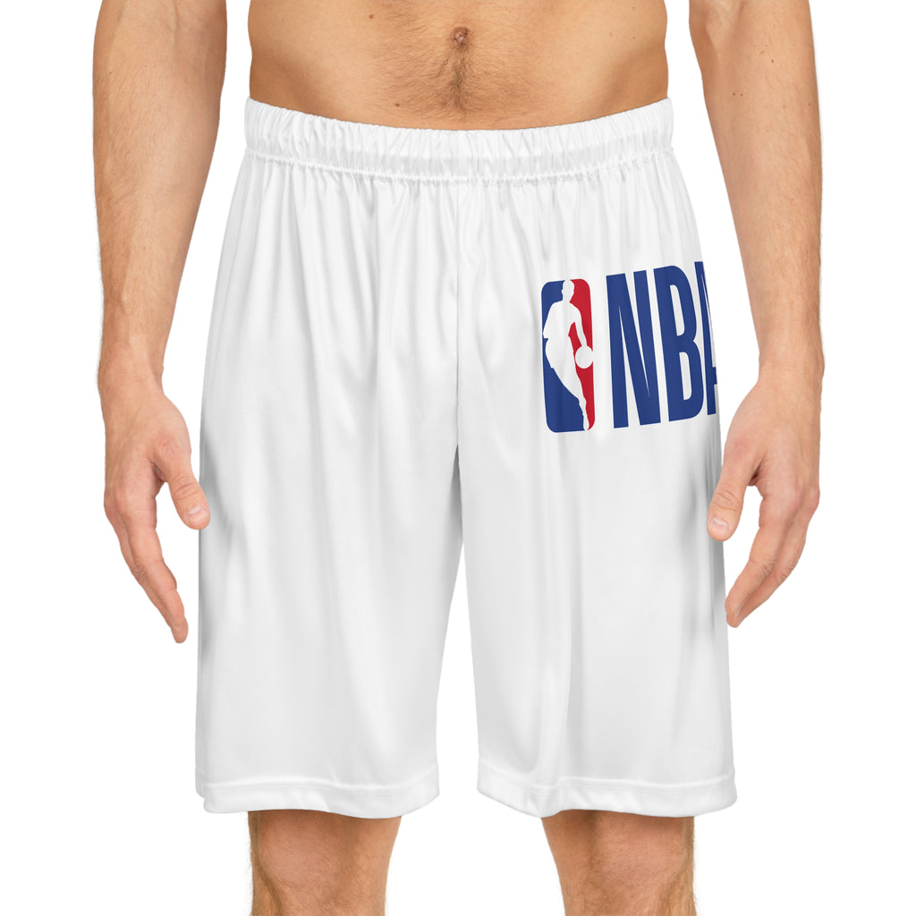 NBA Logo Basketball Shorts  White Athletic AOP Performance Shorts