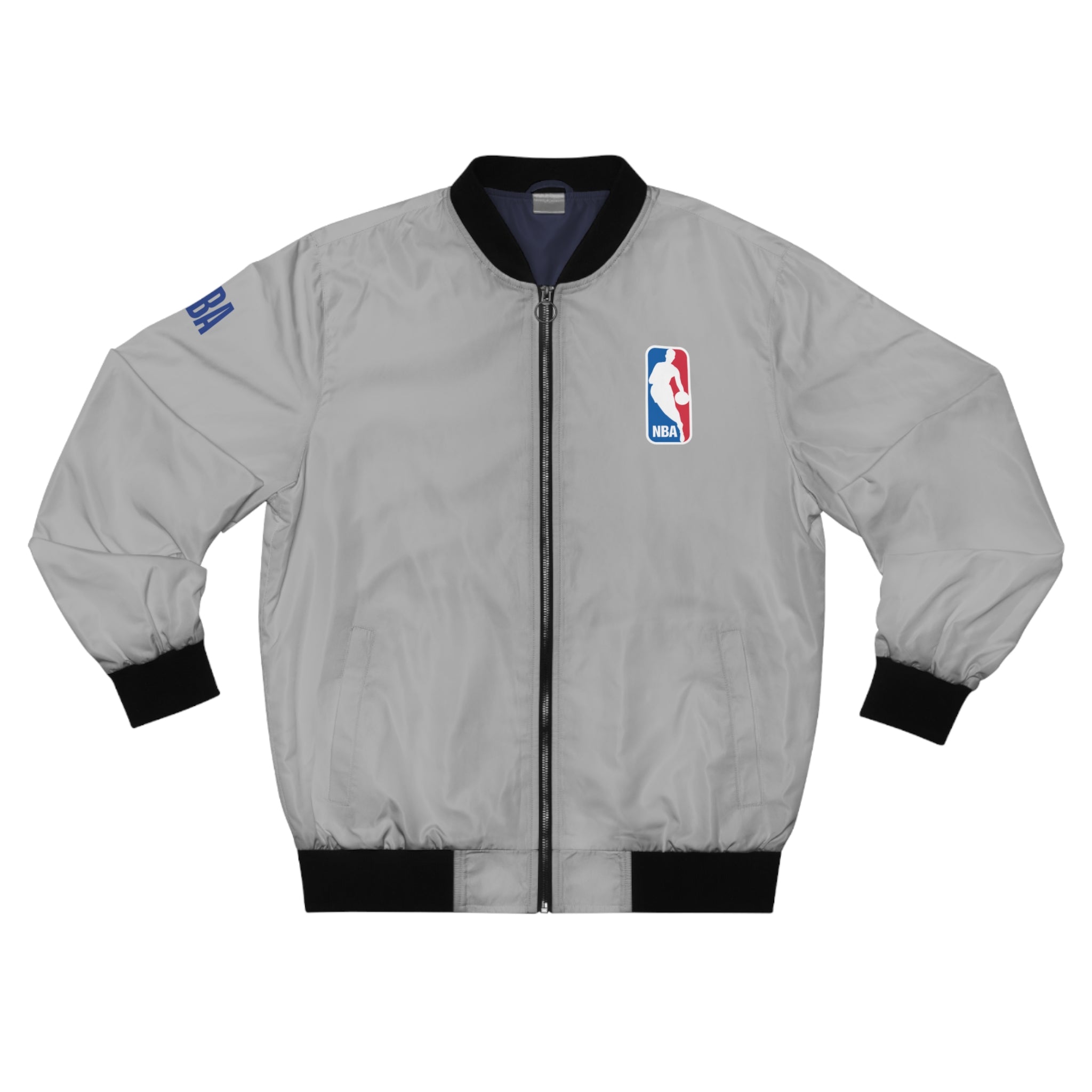 NBA Logo White Men's Bomber Jacket  Classic Basketball Team Jacket