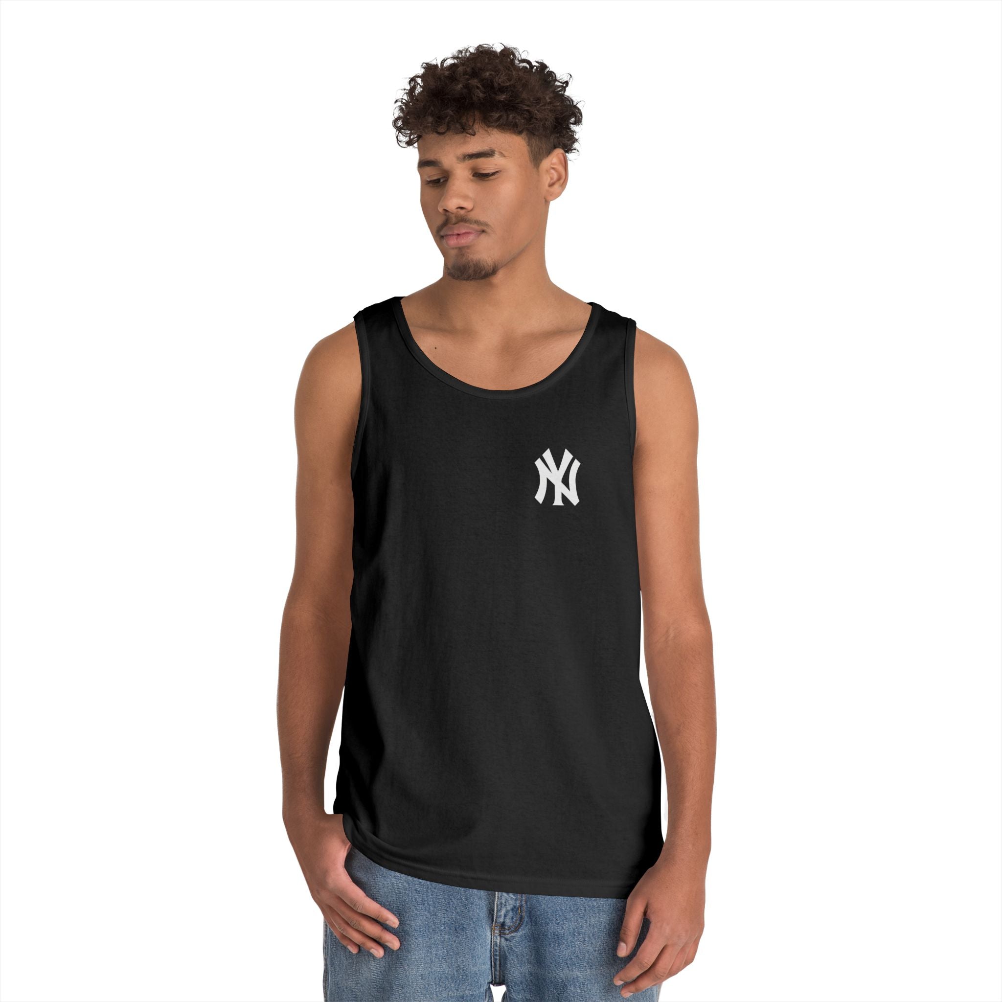 NYC Brooklyn Tank Top  Minimal Yankees Logo Front, Red NYC Back Streetwear