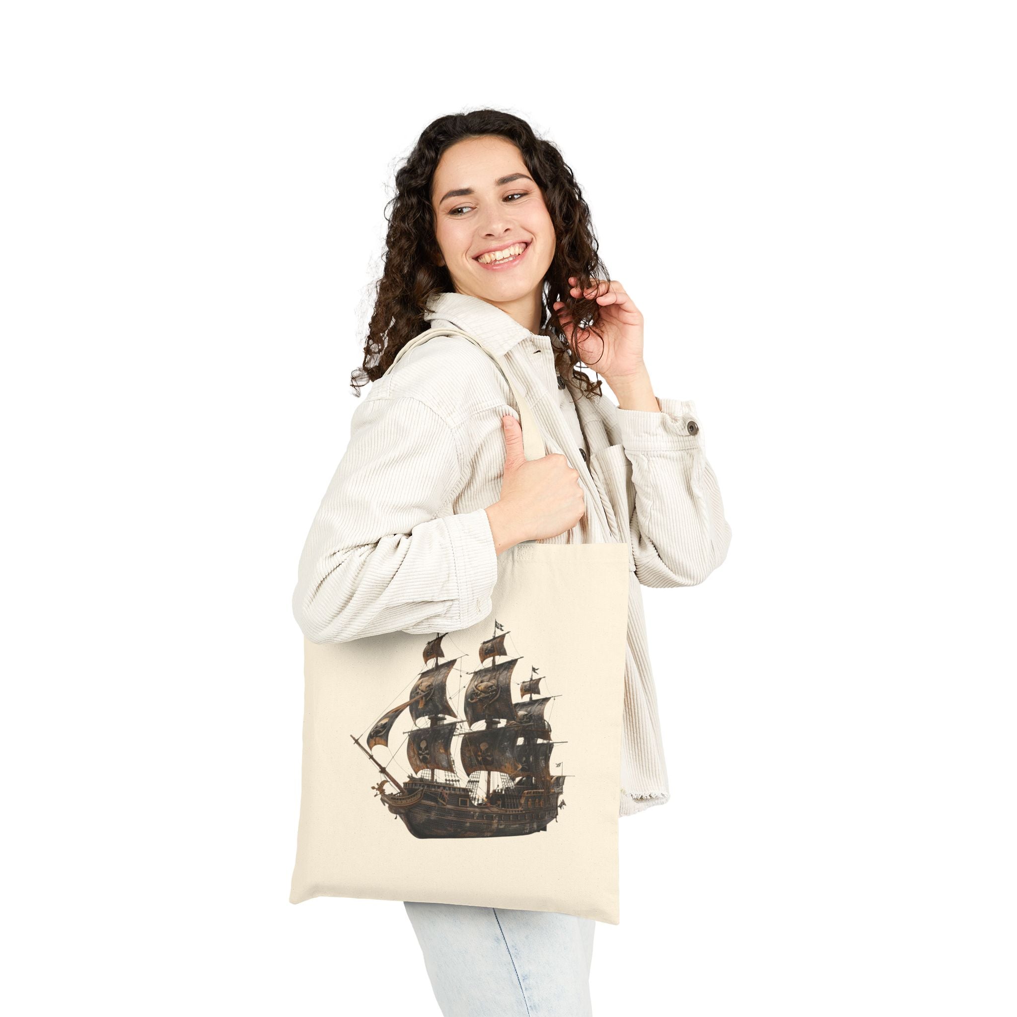 Nautical Canvas Tote Vintage Ship & Anchor Cotton Tote Bag