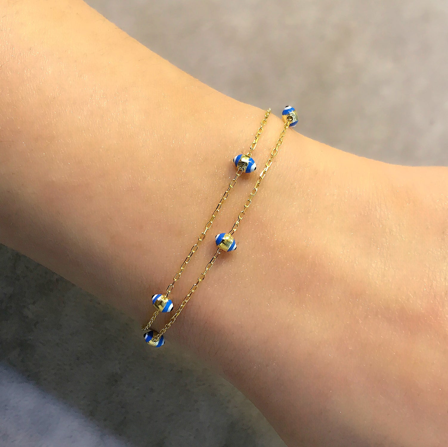 Nazar bead silver 2 row bracelet 925 sterling silver bracelet 