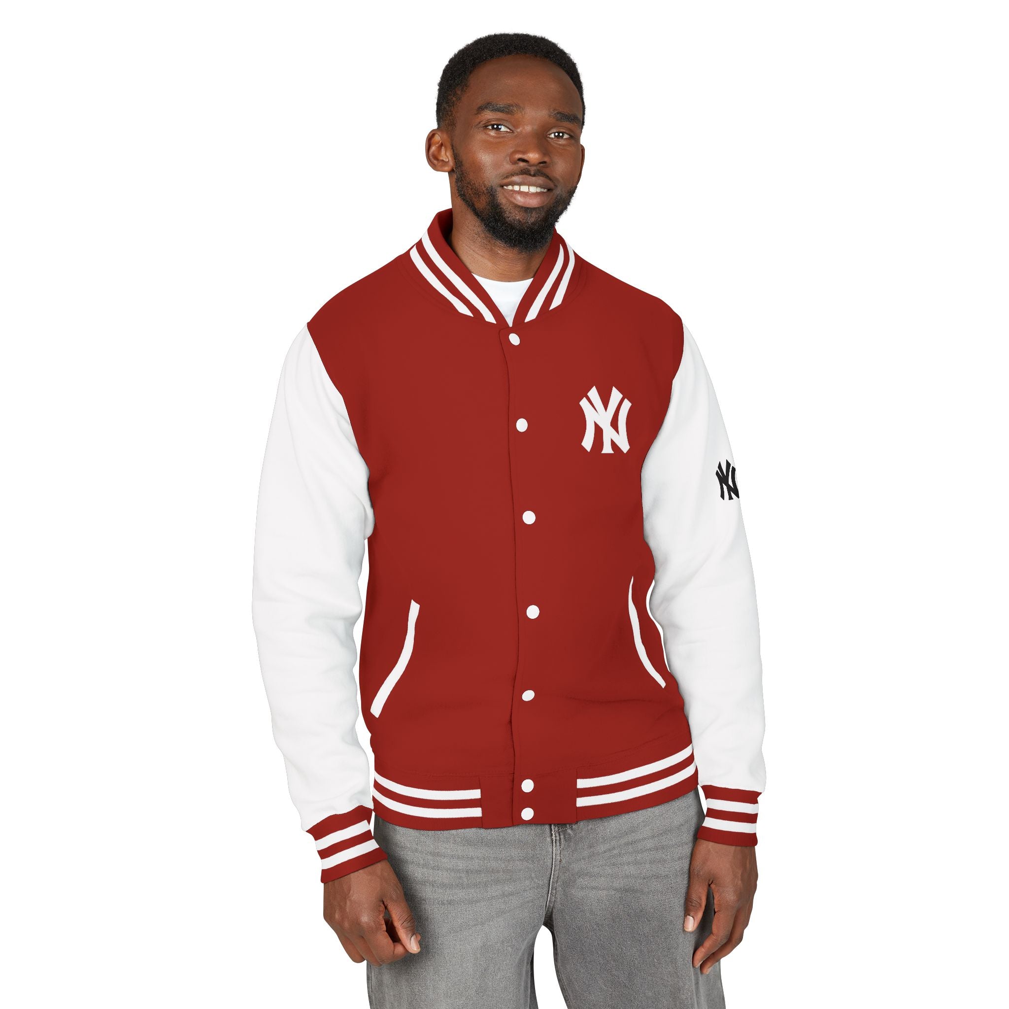 New York Letterman Jacket  Red & White Varsity Bomber