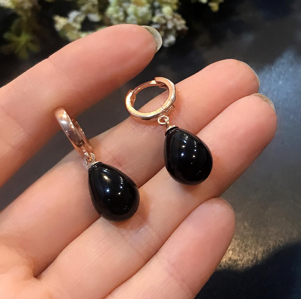 Onixs Teardrop Natural Stone 925 Sterling Silver Earrings