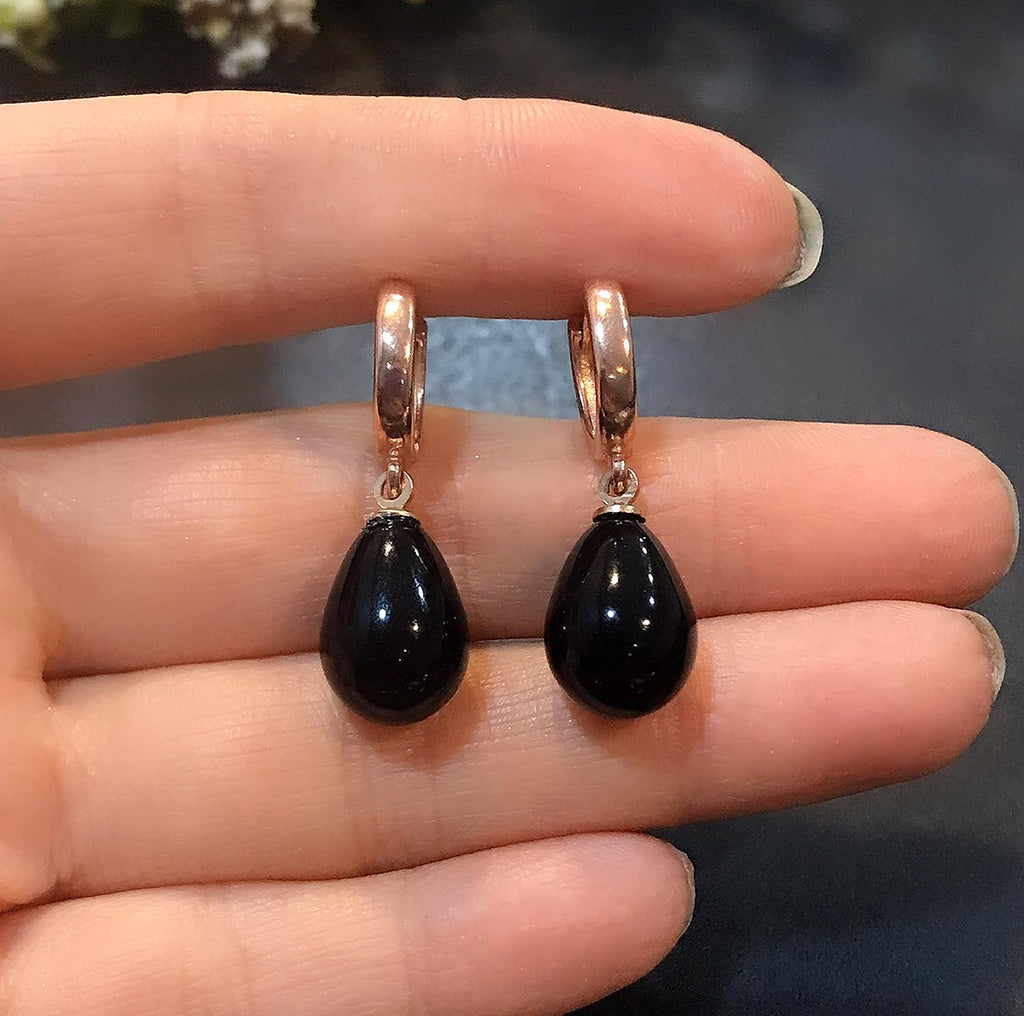 Onixs Teardrop Natural Stone 925 Sterling Silver Earrings