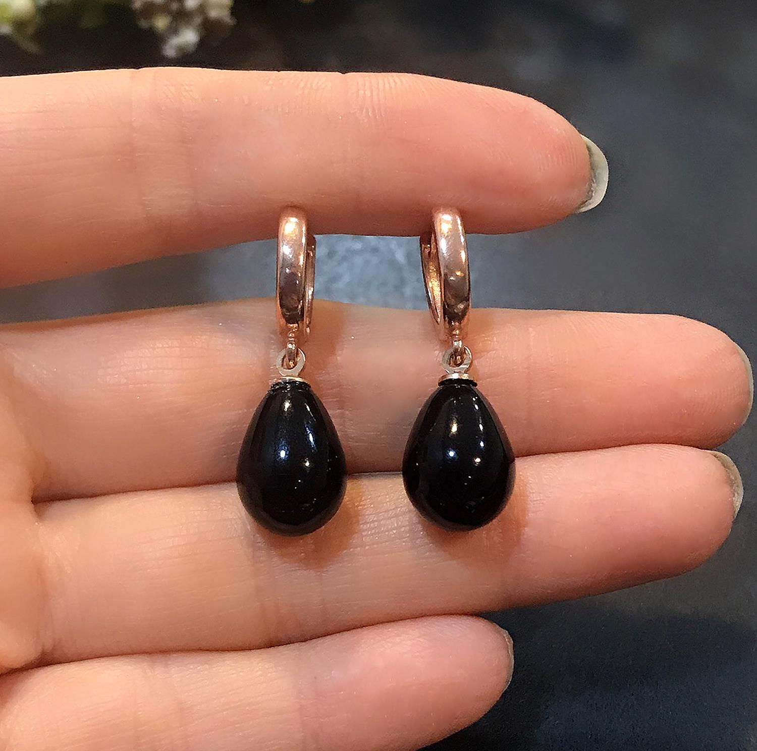 Onixs Teardrop Natural Stone 925 Sterling Silver Earrings