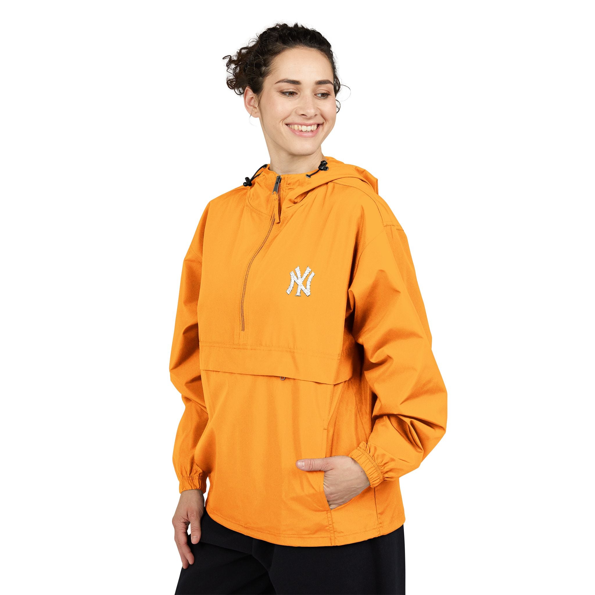 Orange Packable Anorak Jacket  Lightweight Windbreaker with Hood