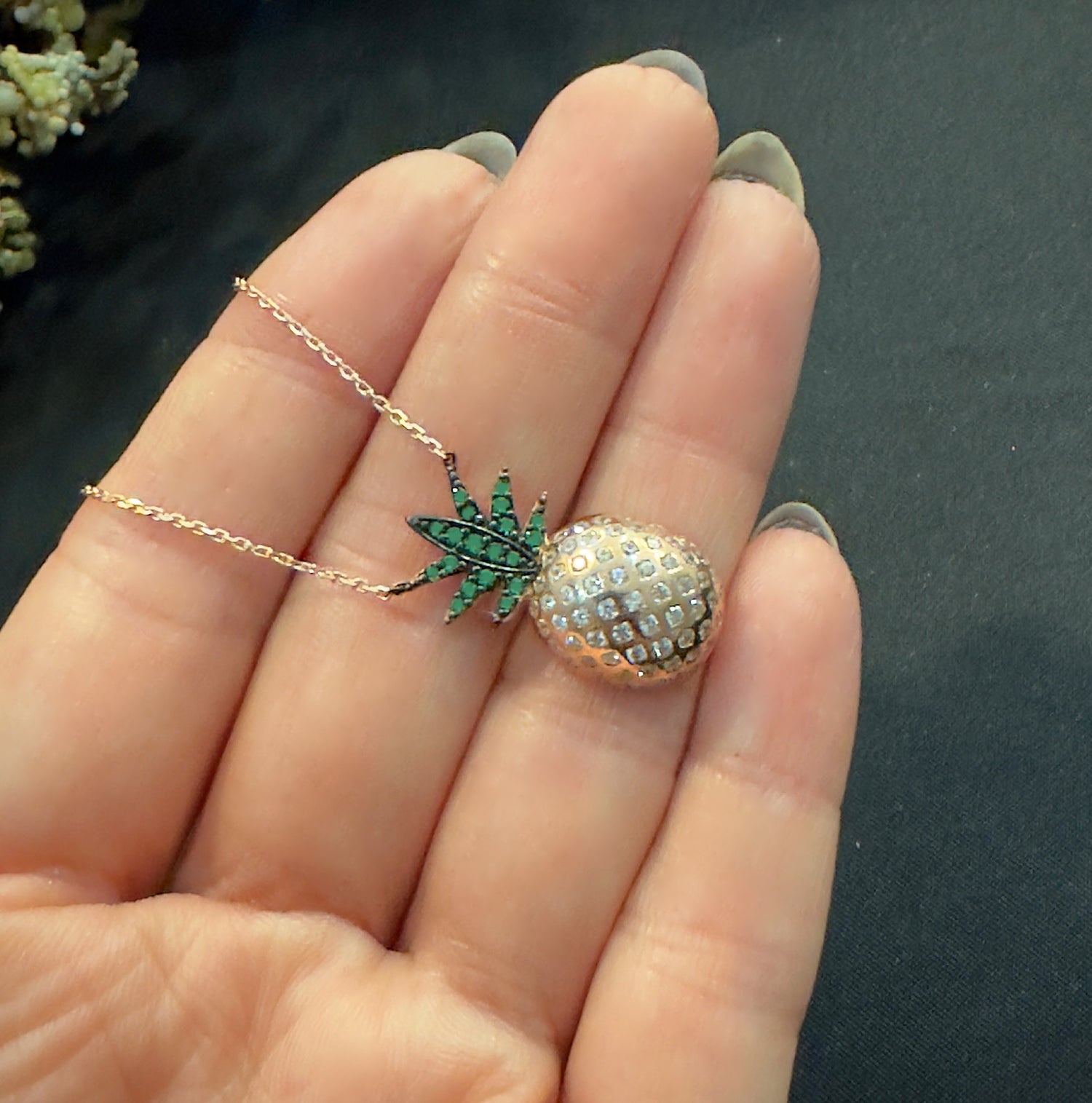 Pineapple women's necklace 925 sterling silver Pineapple necklace