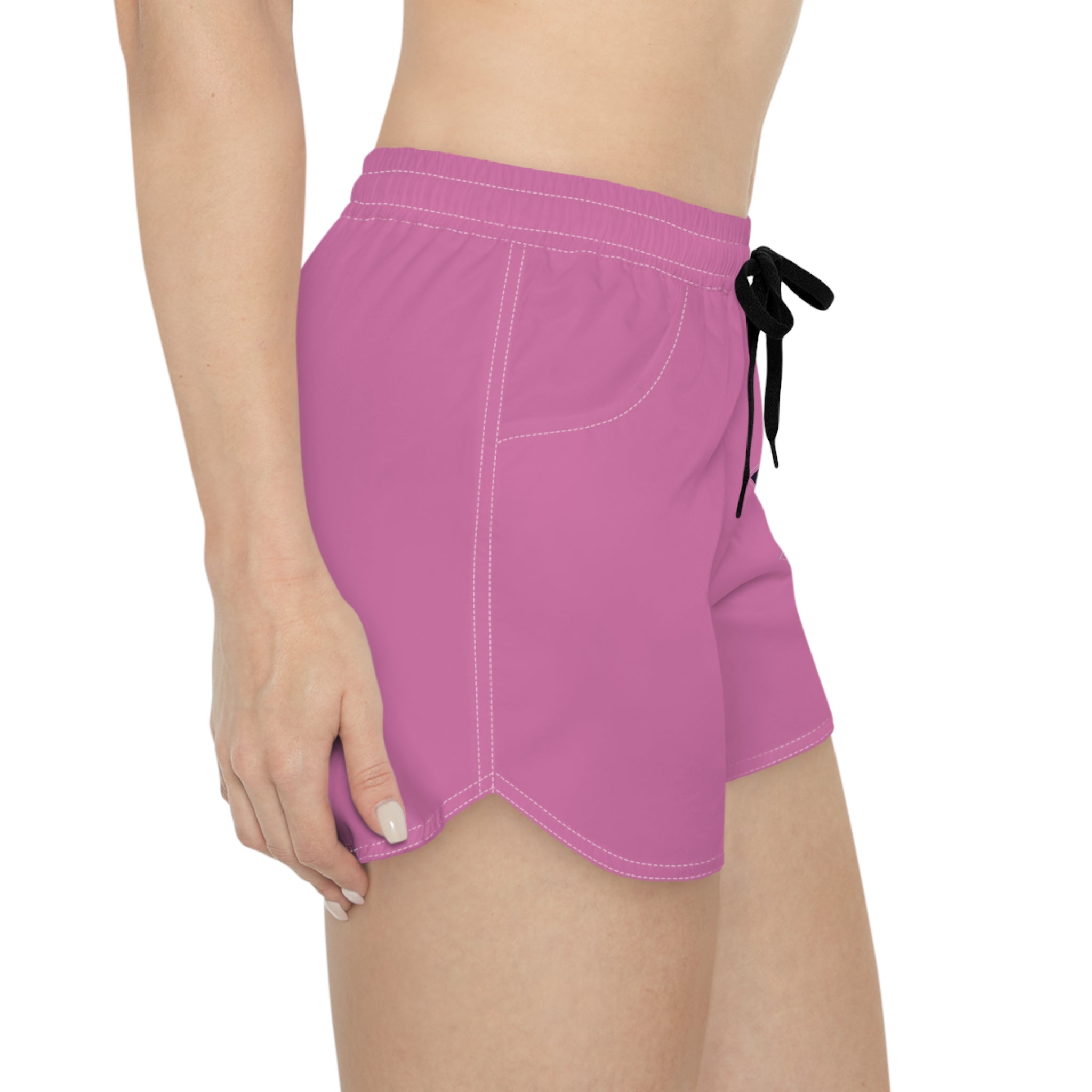 Pink Casual Women's Shorts with Navy Logo Comfortable Lounge & Athletic Beachwear