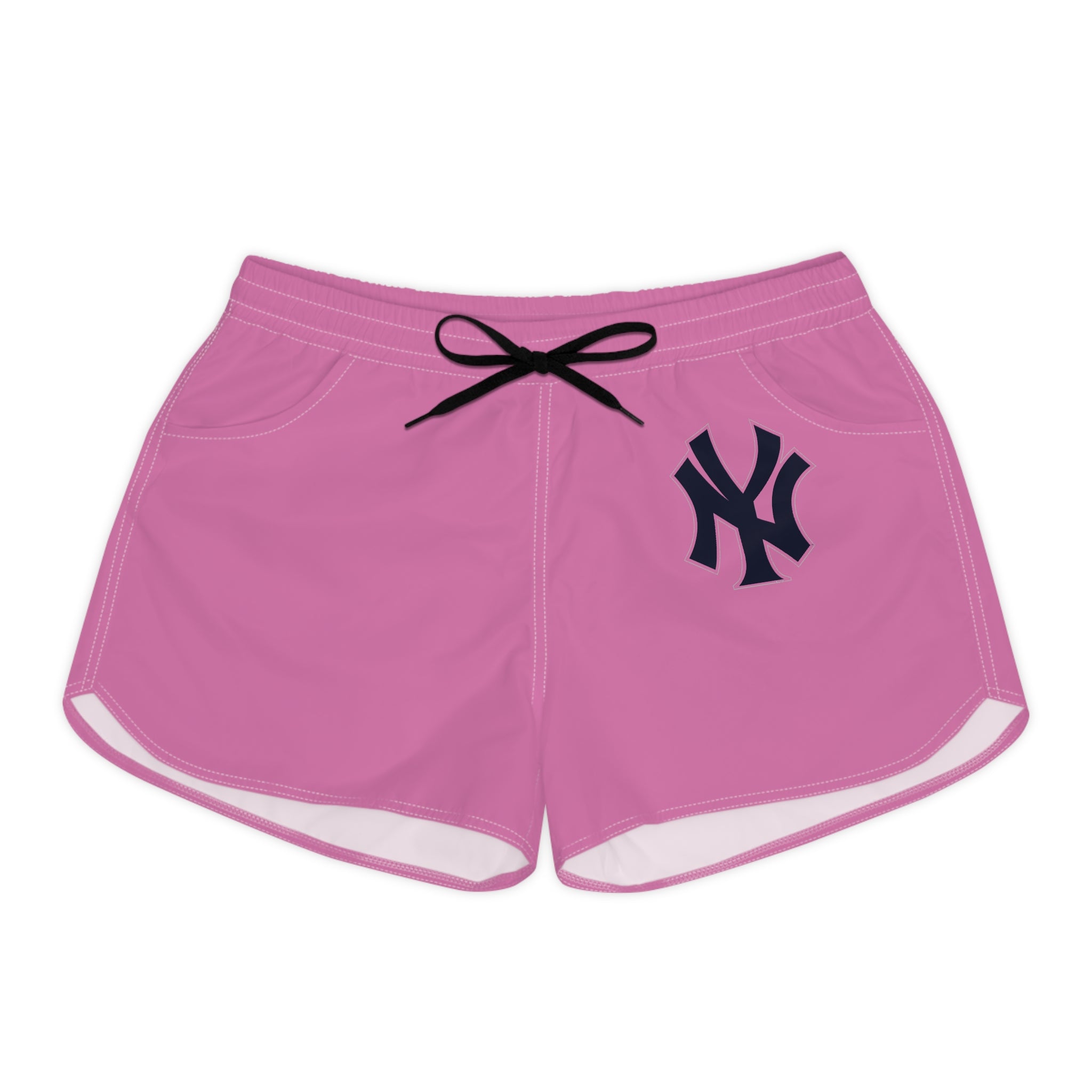 Pink Casual Women's Shorts with Navy Logo Comfortable Lounge & Athletic Beachwear