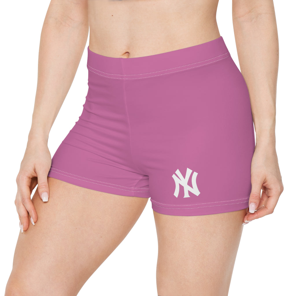 Pink Women's Athletic Shorts with NY Logo Comfortable Activewear