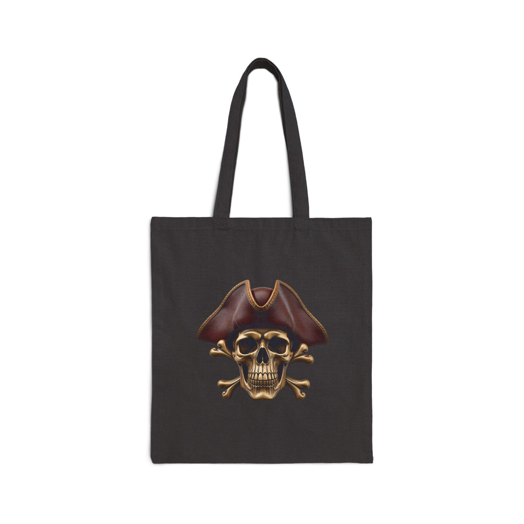 Pirate Skull & Anchor Canvas Tote Bag — Nautical Pirate Beach Shopping Tote