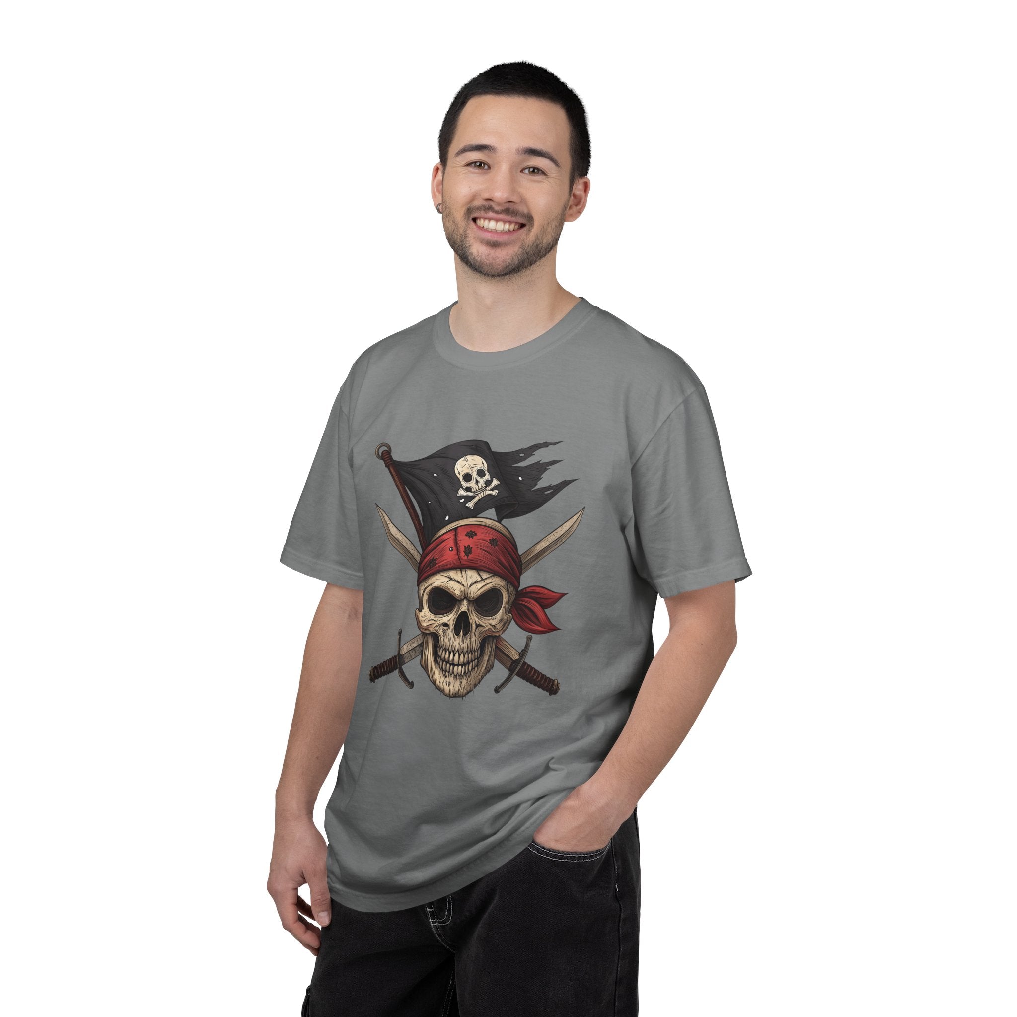 Pirate Skull T-Shirt Jolly Roger Bandana Graphic Tee