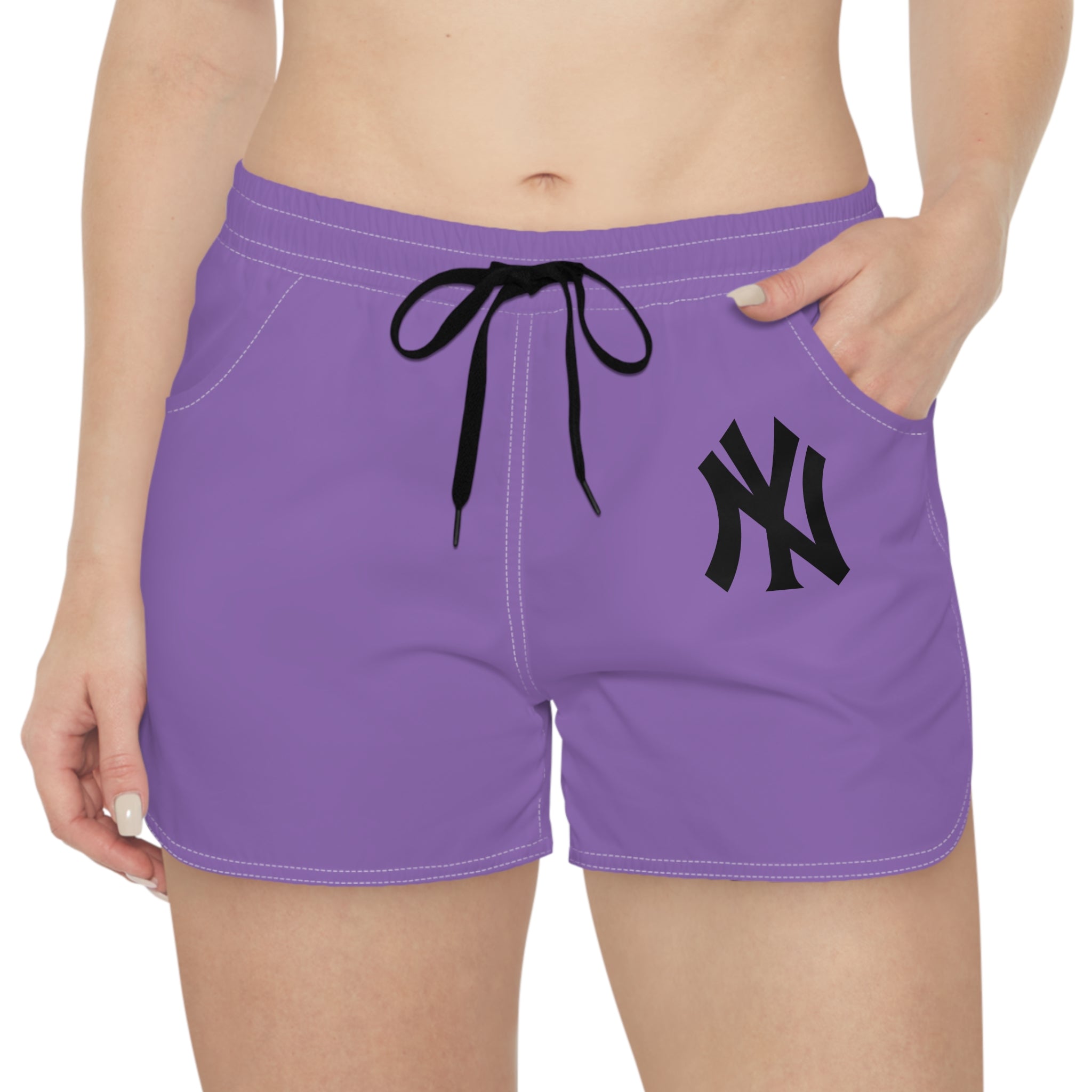 Purple Women's Casual Shorts with Black NY Monogram  Athletic Lounge & Sleepwear