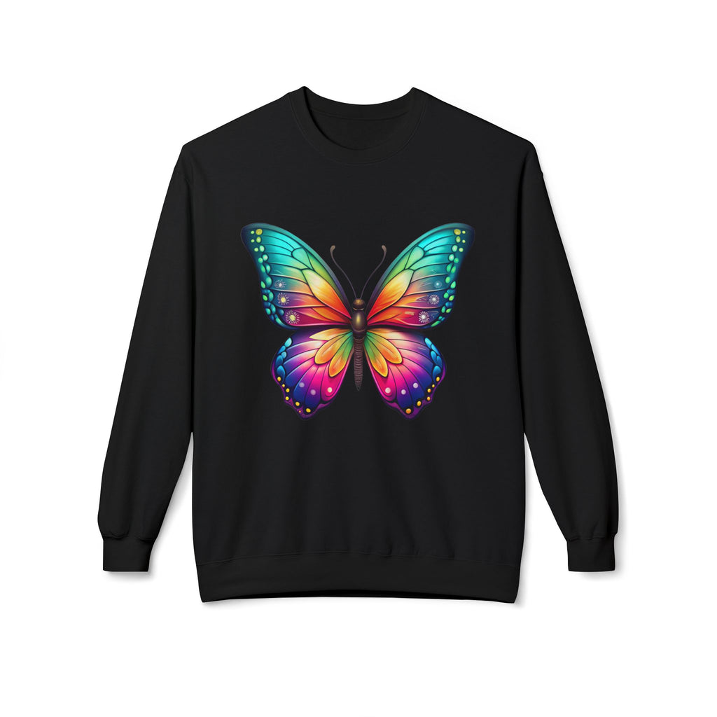 Rainbow Butterfly Sweatshirt Colorful Monarch Wing Graphic