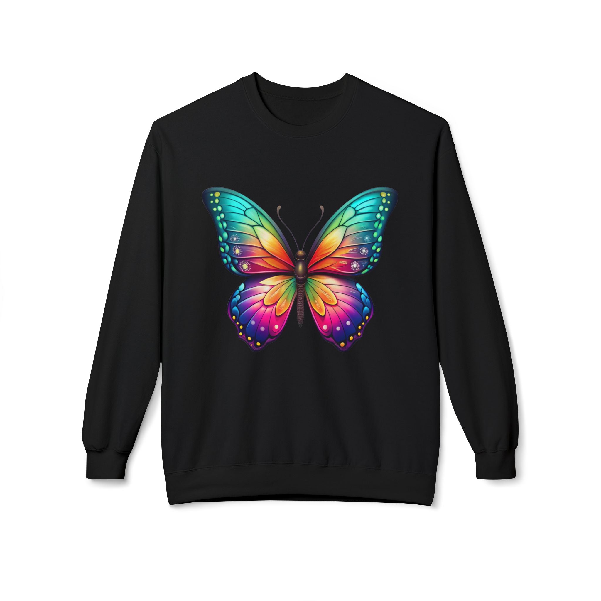 Rainbow Butterfly Sweatshirt Colorful Monarch Wing Graphic