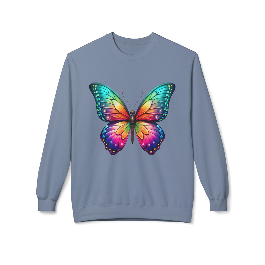 Rainbow Butterfly Sweatshirt Colorful Monarch Wing Graphic