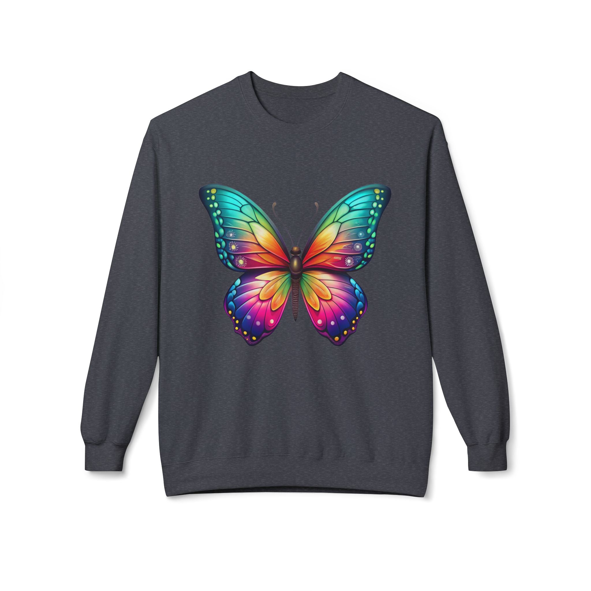 Rainbow Butterfly Sweatshirt Colorful Monarch Wing Graphic