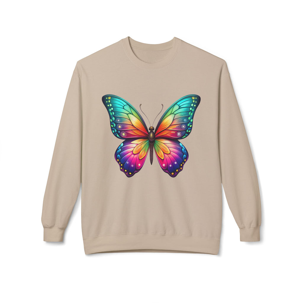 Rainbow-Butterfly-Sweatshirt Colorful Monarch-Wing-Graphic