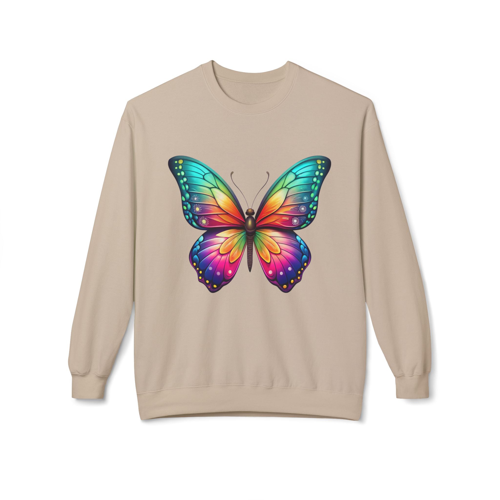 Rainbow-Butterfly-Sweatshirt Colorful Monarch-Wing-Graphic