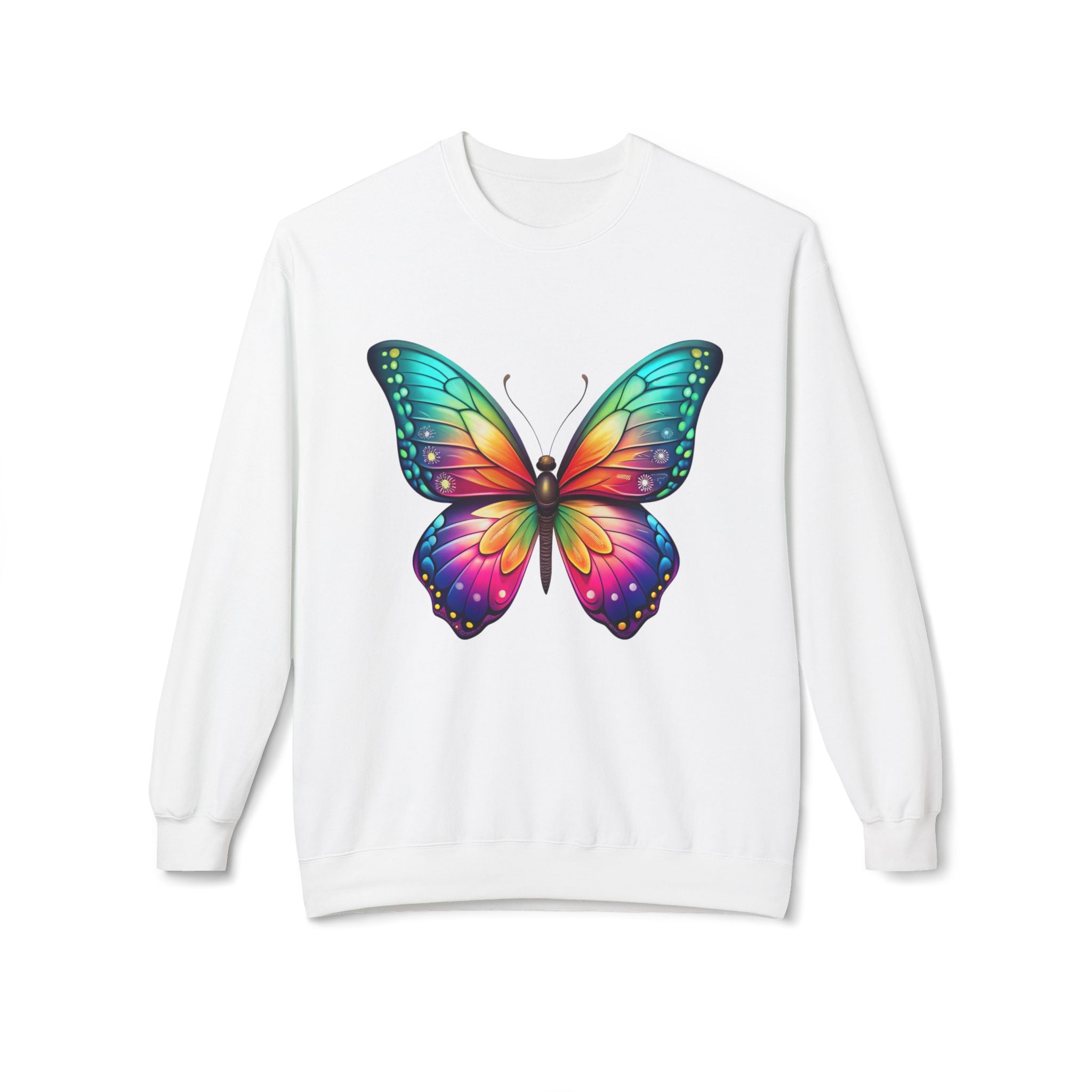 Rainbow Butterfly Sweatshirt Colorful Monarch Wing Graphic