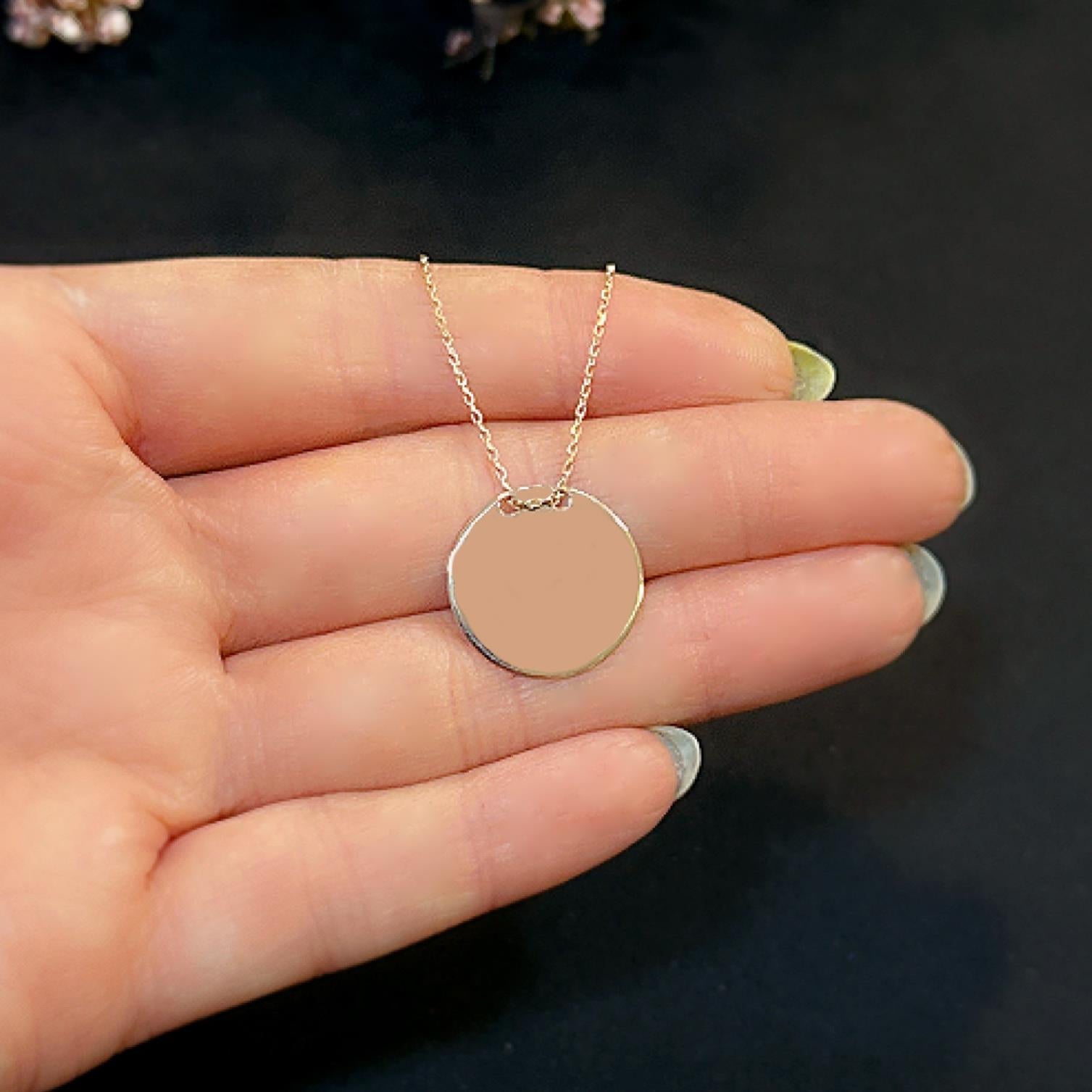 Round Disc 925 Sterling Silver Necklace