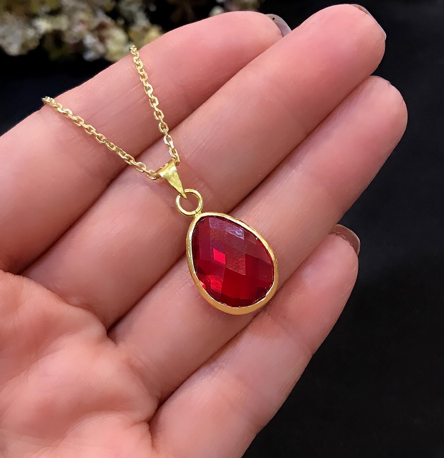 Ruby necklace 925 sterling silver ruby necklace