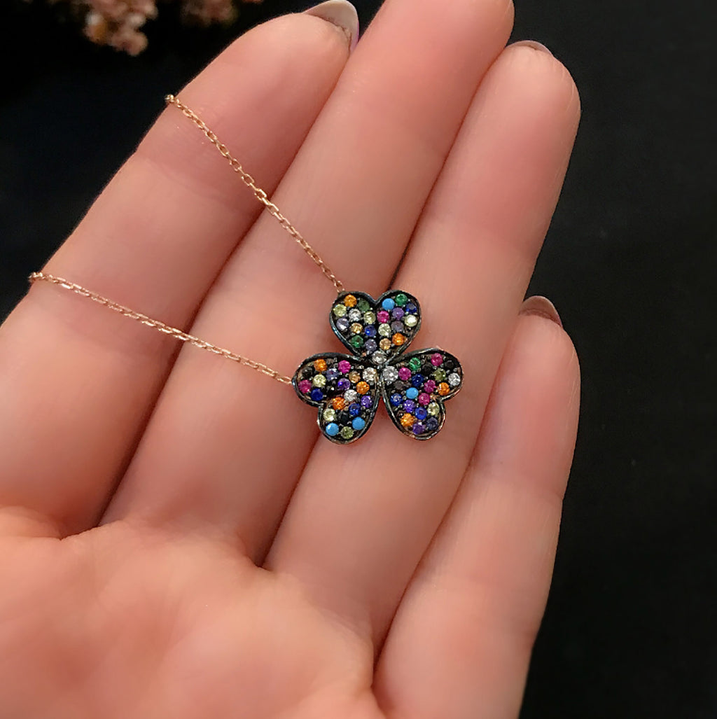 Clover women's necklace 925 sterling silver lucky necklace