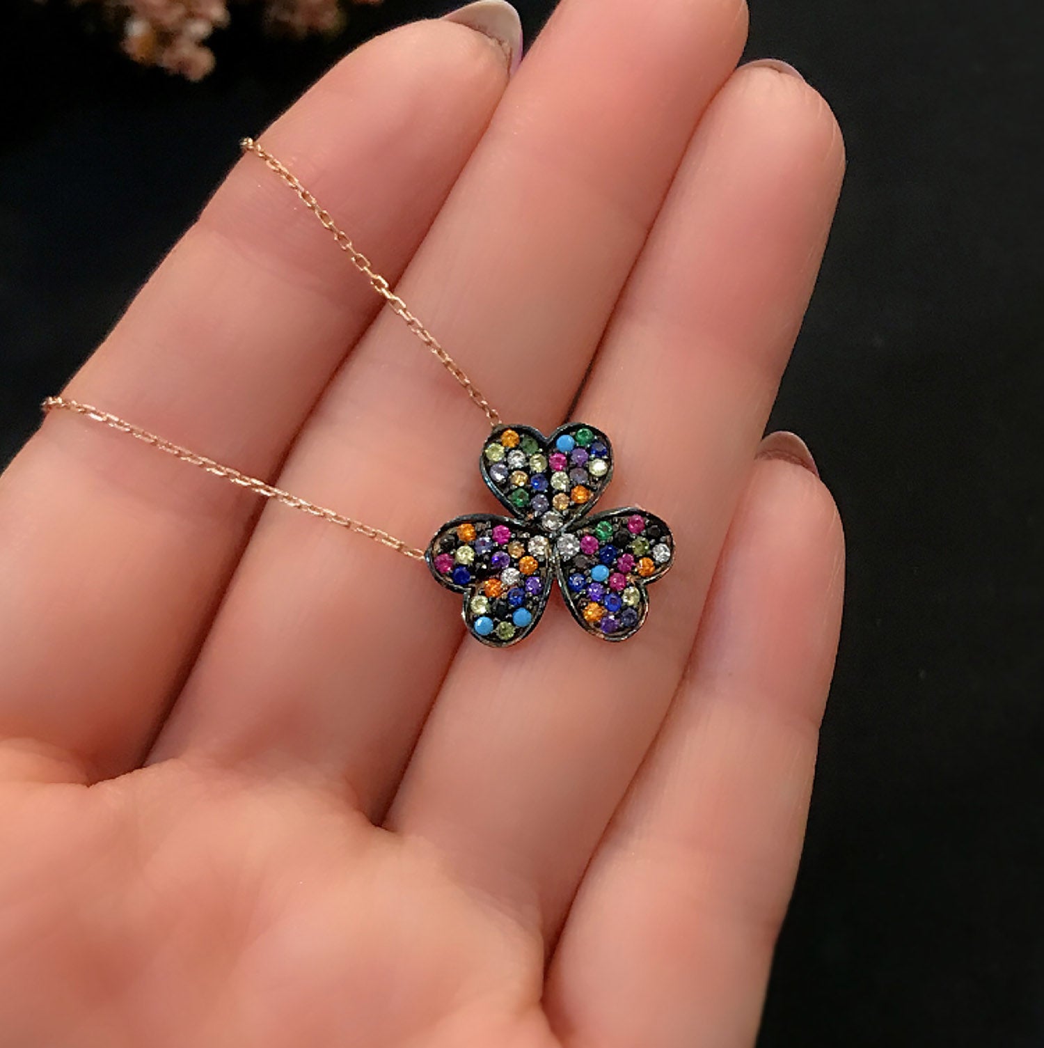 Clover women's necklace 925 sterling silver lucky necklace