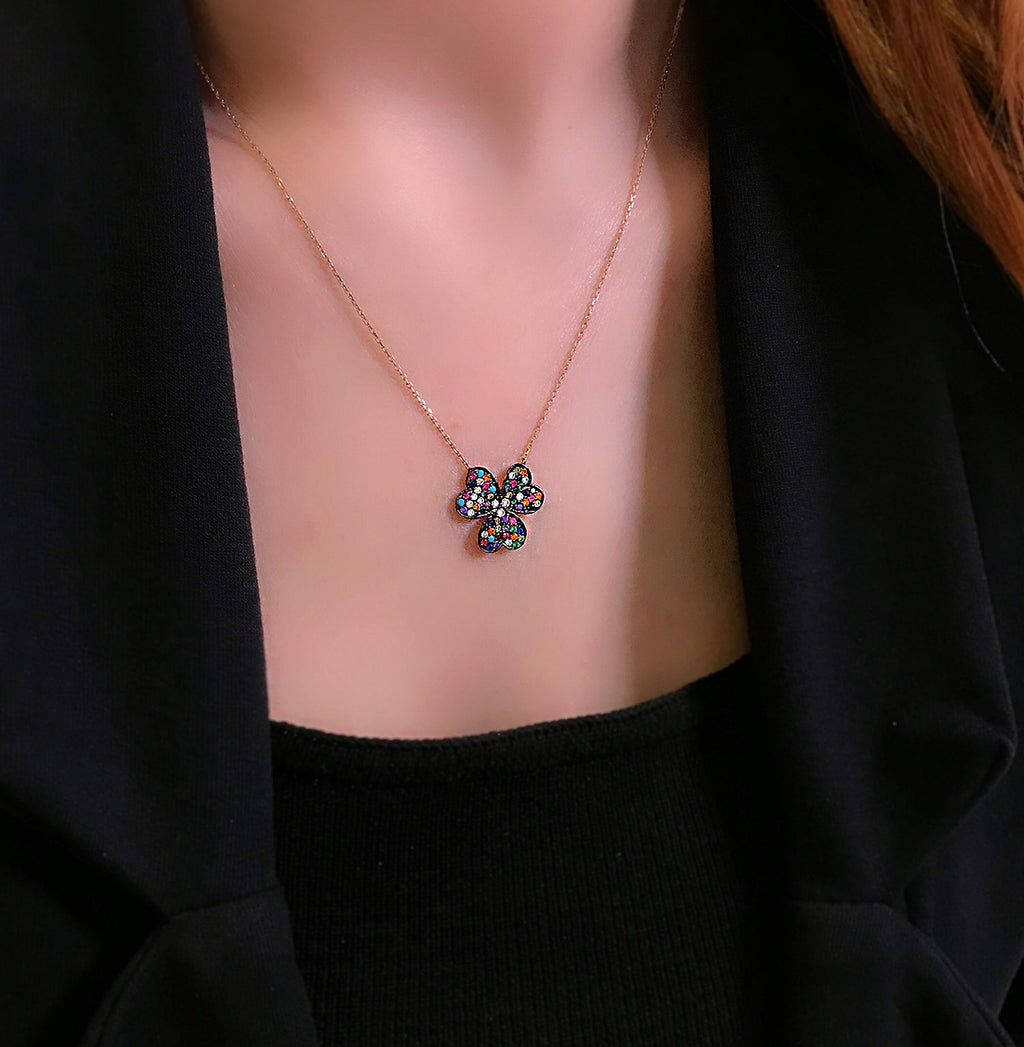 Clover women's necklace 925 sterling silver lucky necklace