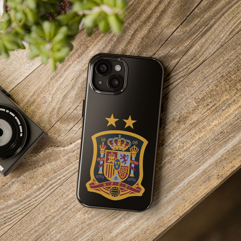 Spain Soccer Crest Tough Phone Case  Black Protective iPhone Case with Two Stars