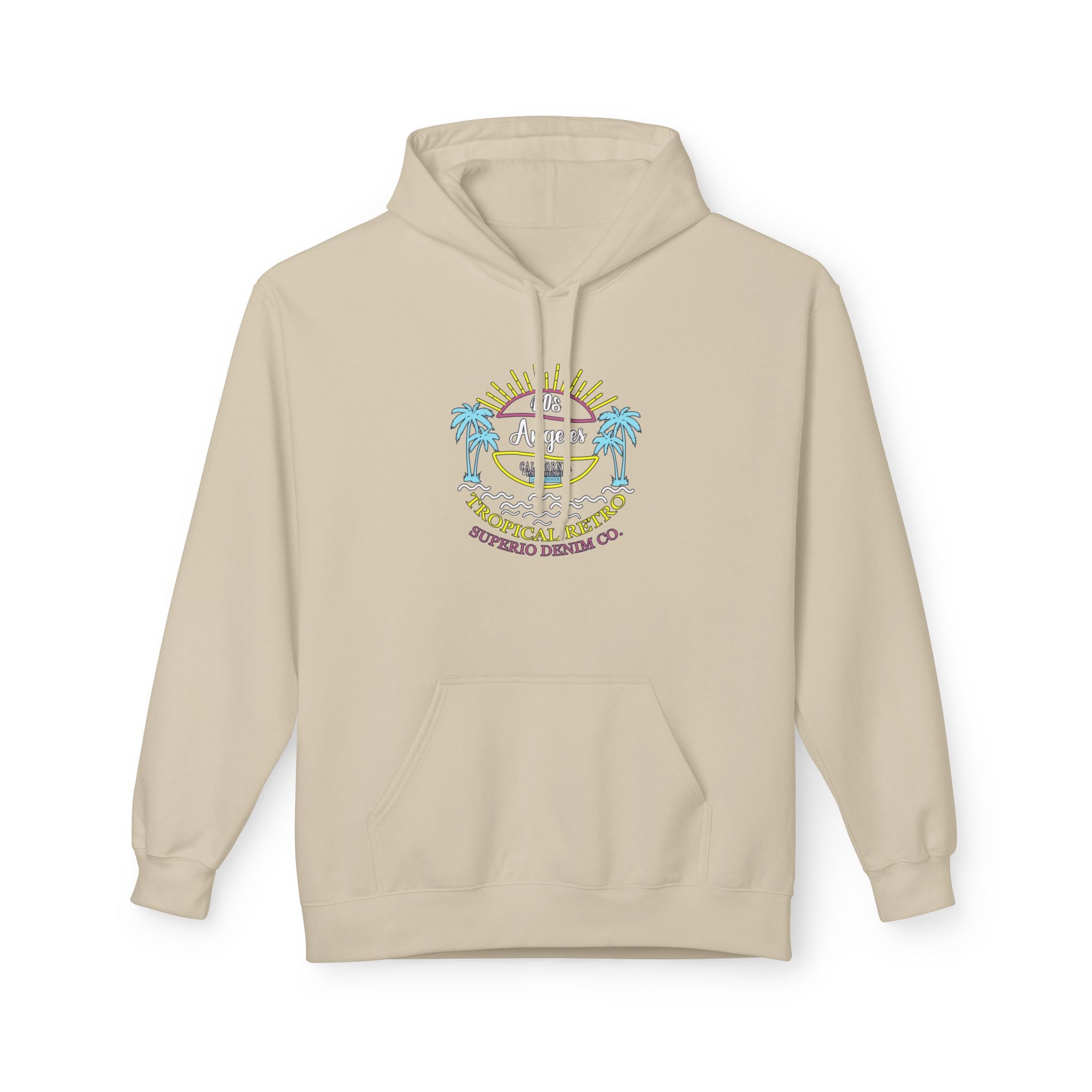 Surf Vibes Hoodie Coastal Palms & Sunset Graphic