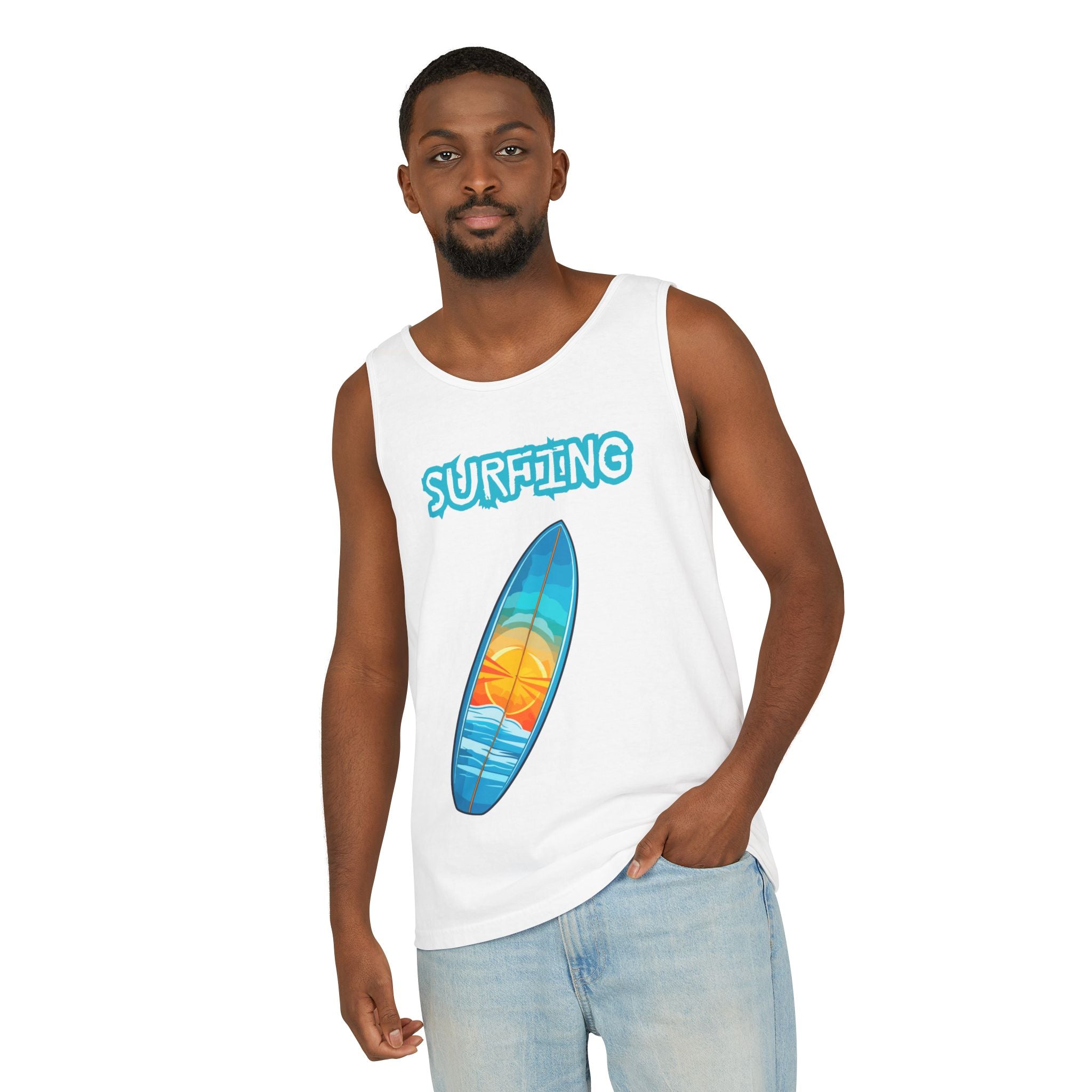 Surfing Tank Top  Sunset Surfboard Beach Tank for Surfers & Summer Lovers