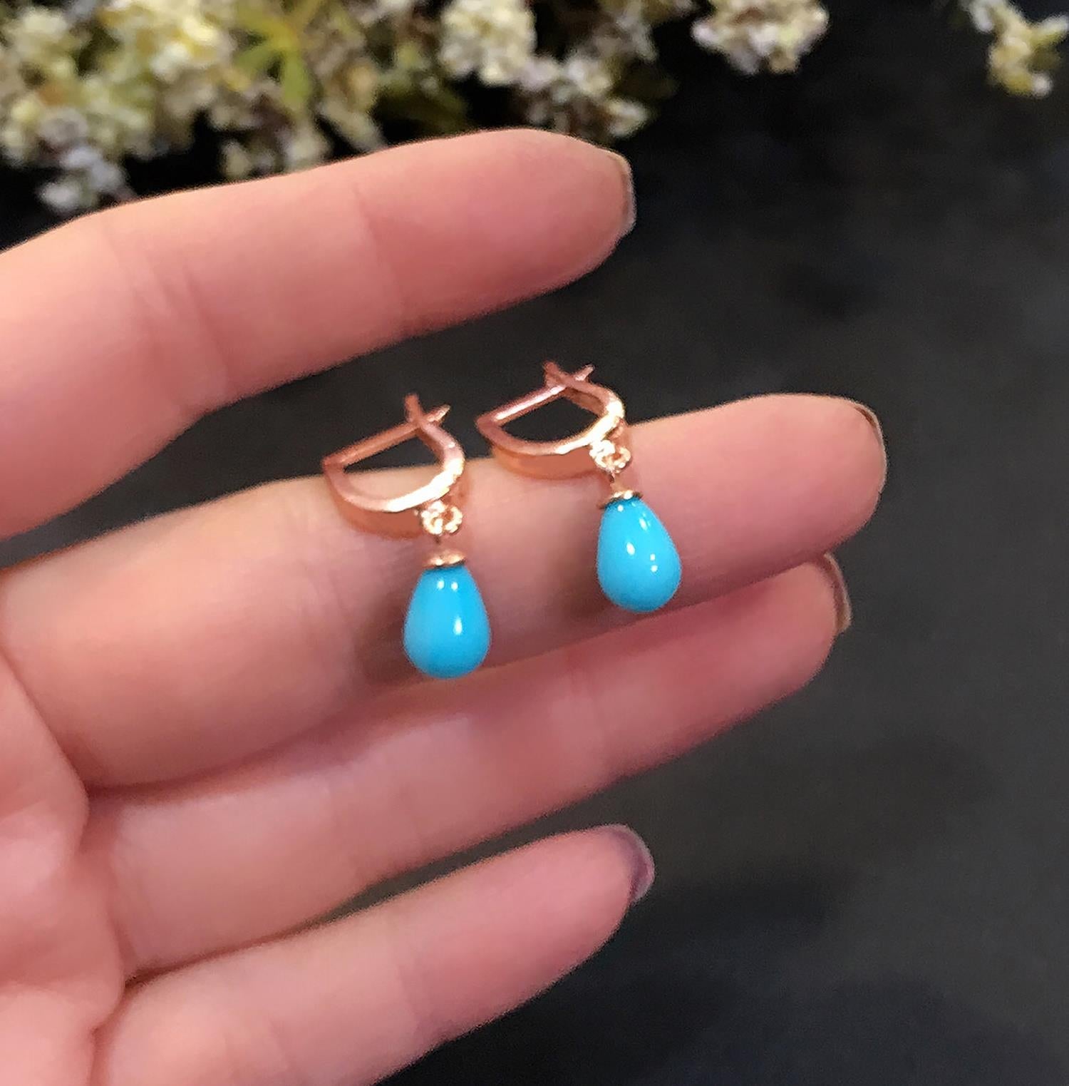 Teardrop-shaped turquoise 925 sterling silver earring67546747