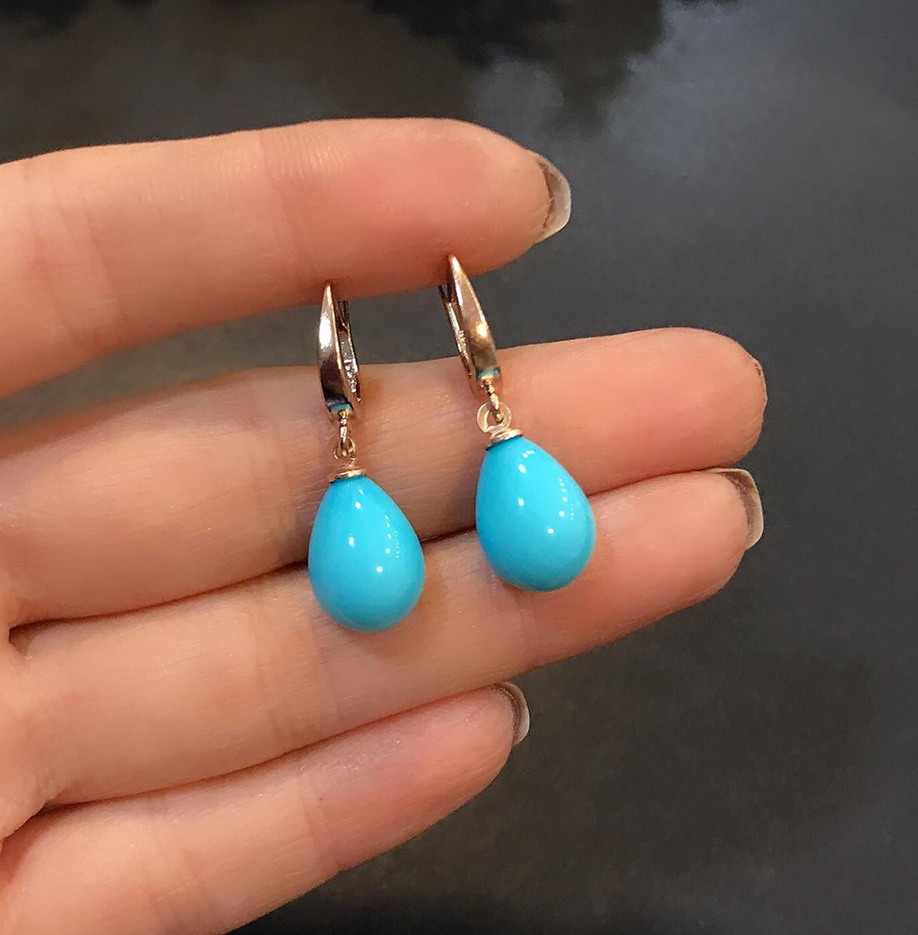 Teardrop-shaped turquoise 925 sterling silver earrings 45645645