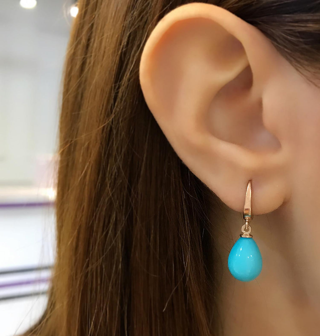 Teardrop-shaped turquoise 925 sterling silver earrings 657657785